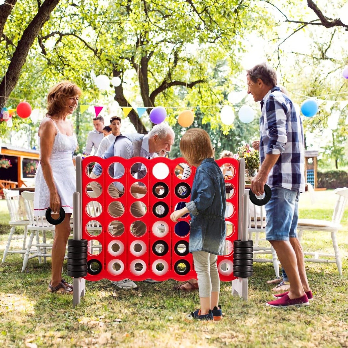 Riesiges 4 Gewinnt Spiel mit 42 Ringen & Schnellspannhebel für 2 Spieler Strategiespiel Rot