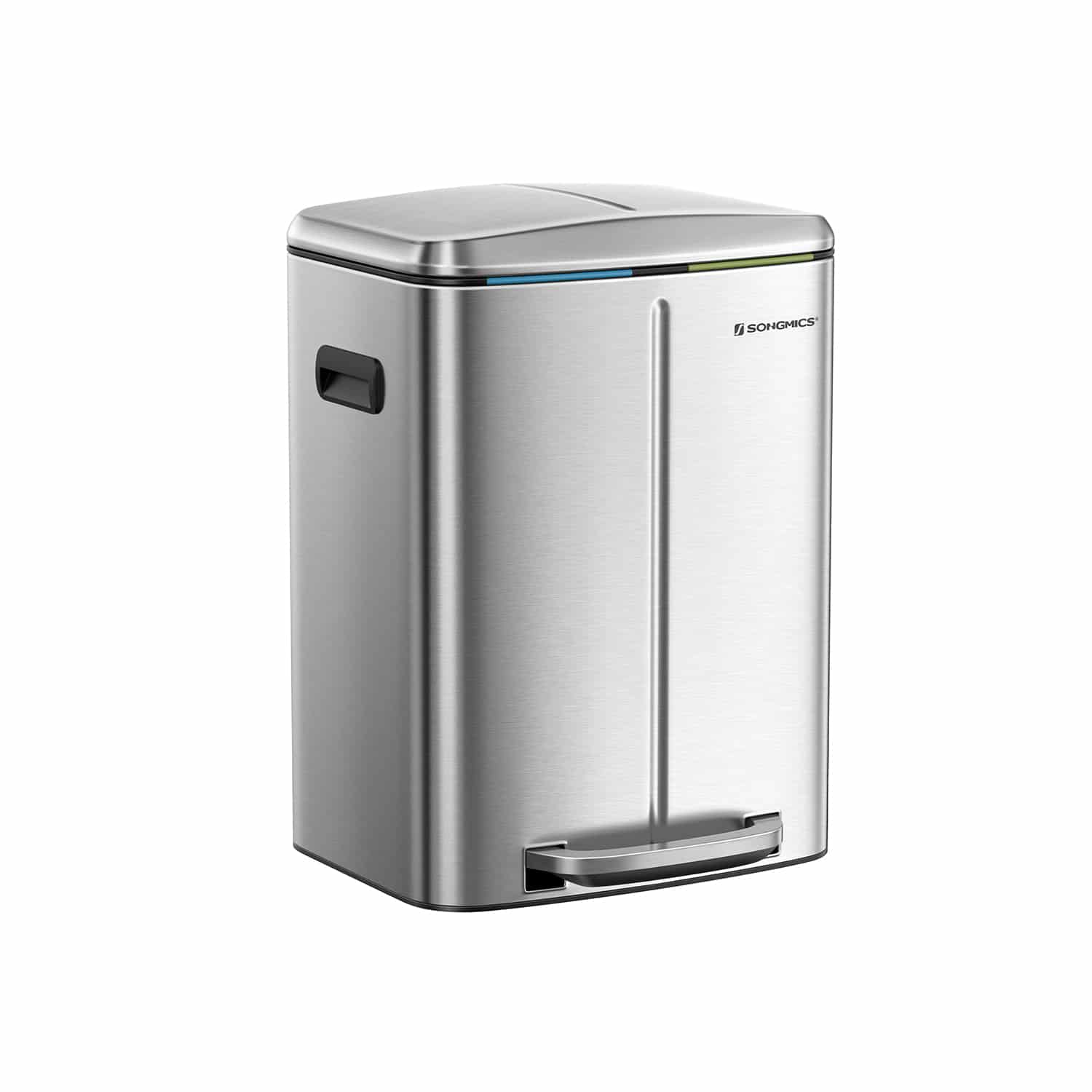 40 L Mülleimer mit 2 Fächern silbern
