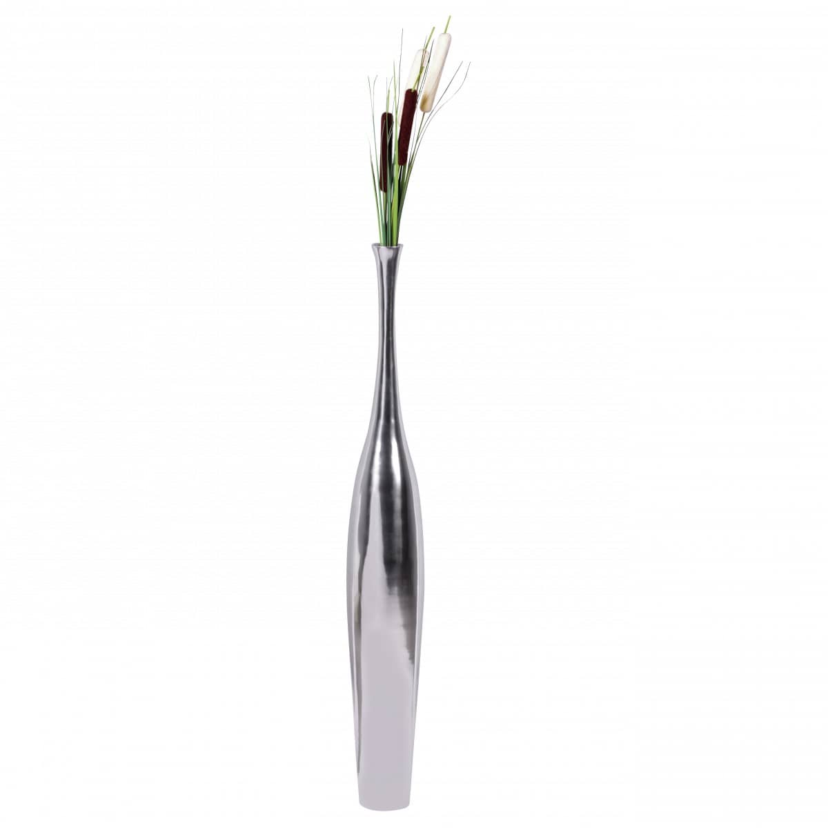 Deko Vase groß BOTTLE L Aluminium modern mit 1 Öffnung in Silber