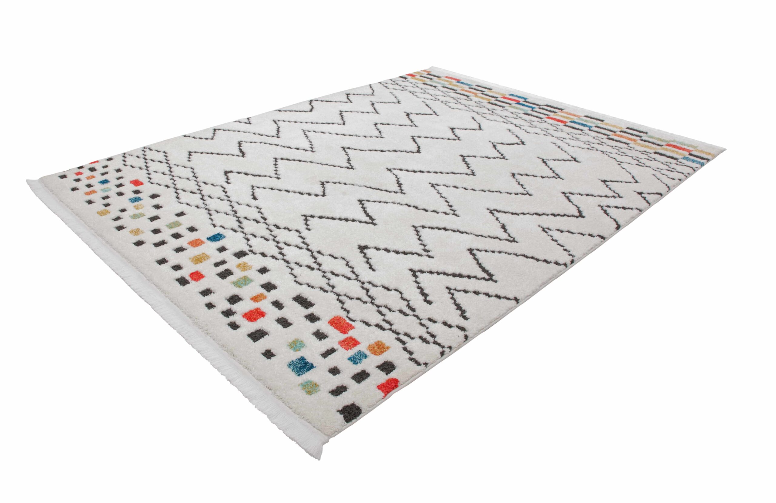 Agadir 410 Weiß / Schwarz / Multi 200cm x 290cm