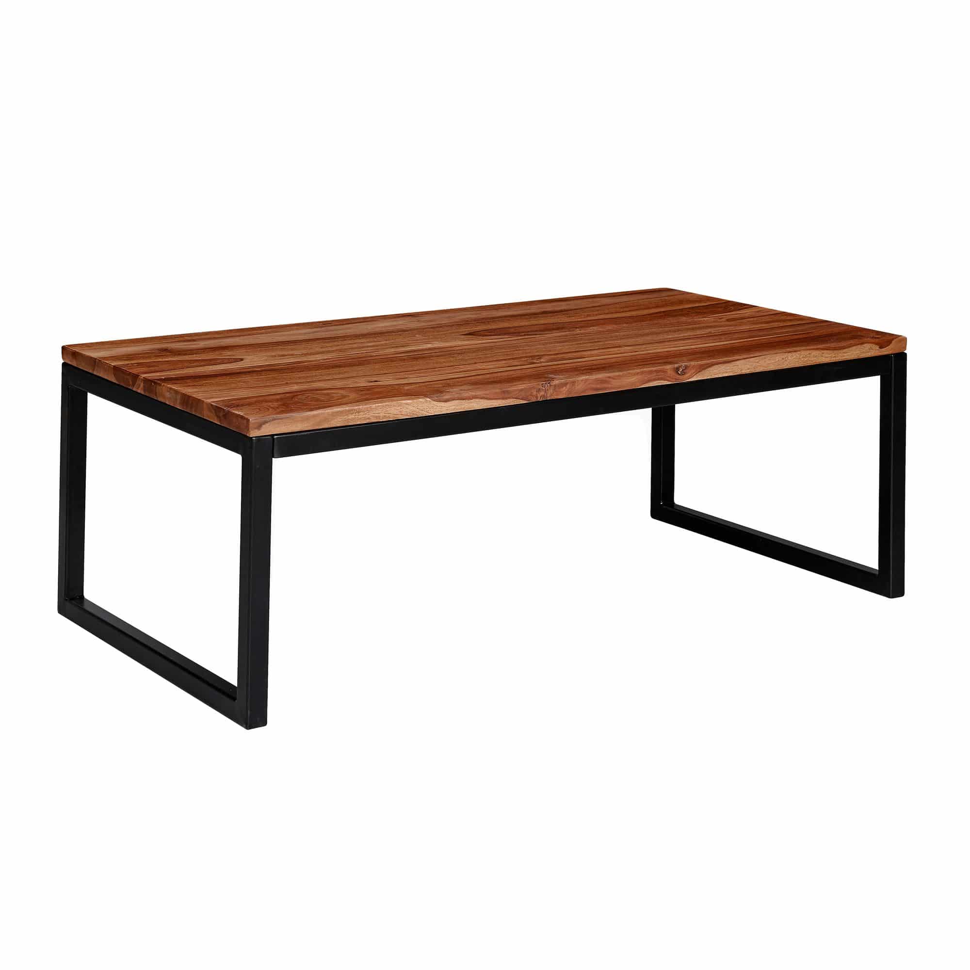 Couchtisch 110x40x60 cm Sheesham Massivholz / Metall Wohnzimmertisch