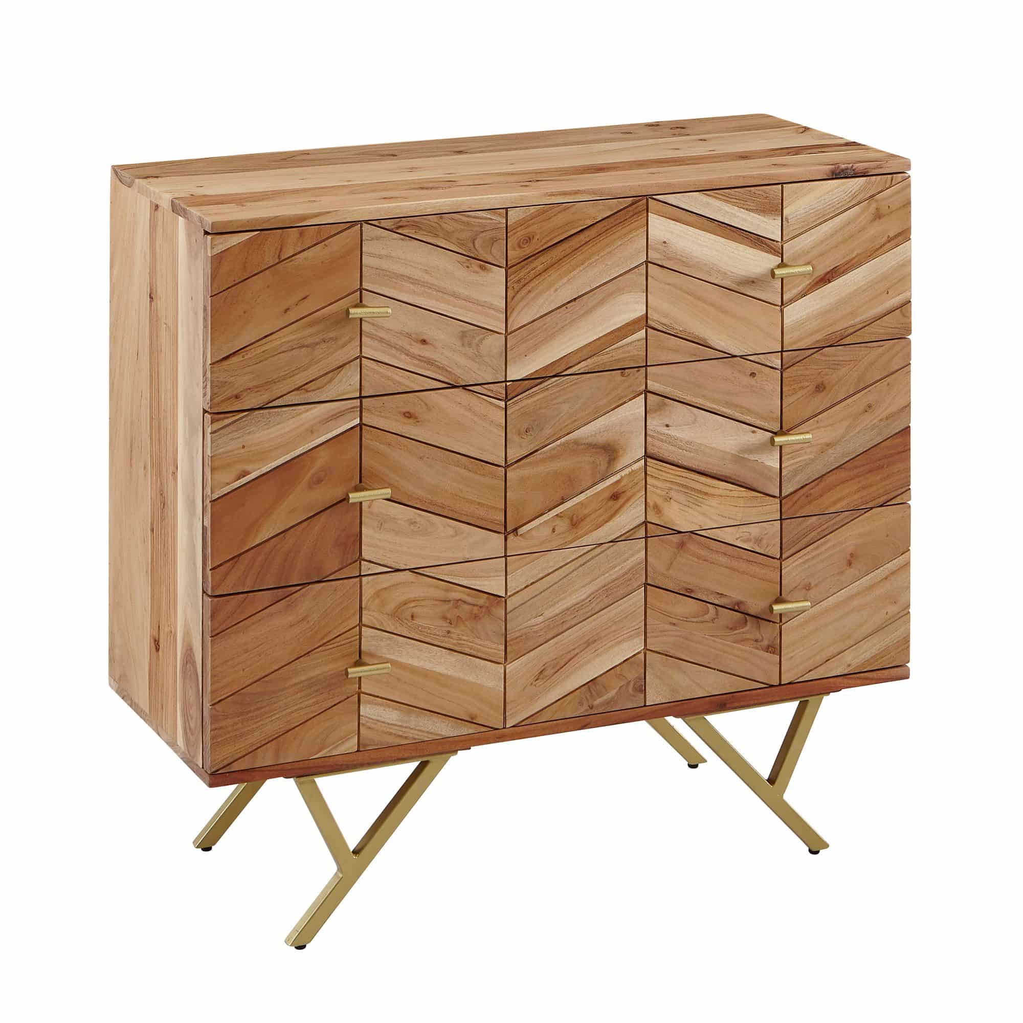 Sideboard 90x86,5x40 cm Akazie Massivholz / Metall Anrichte