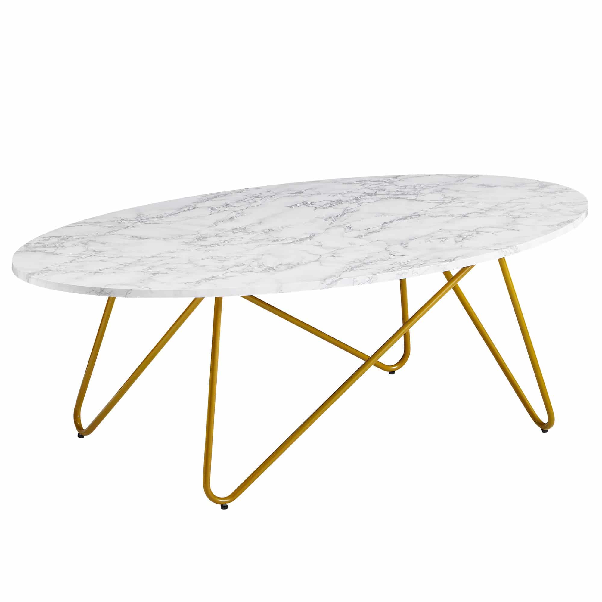 Couchtisch 120x40x60 cm mit Marmor Optik Weiß