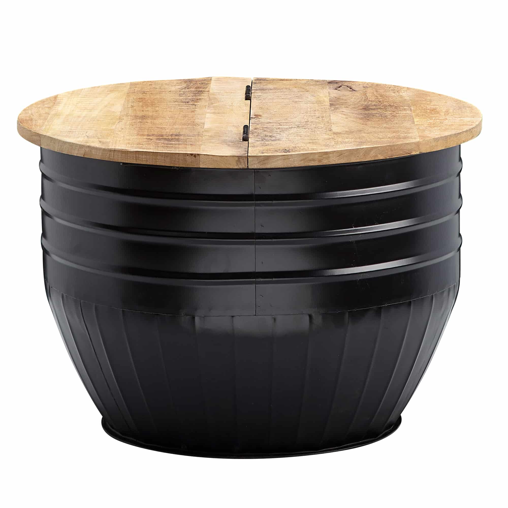 Couchtisch Mango Holz Metall 60x41x60 cm Industrial Style Rund