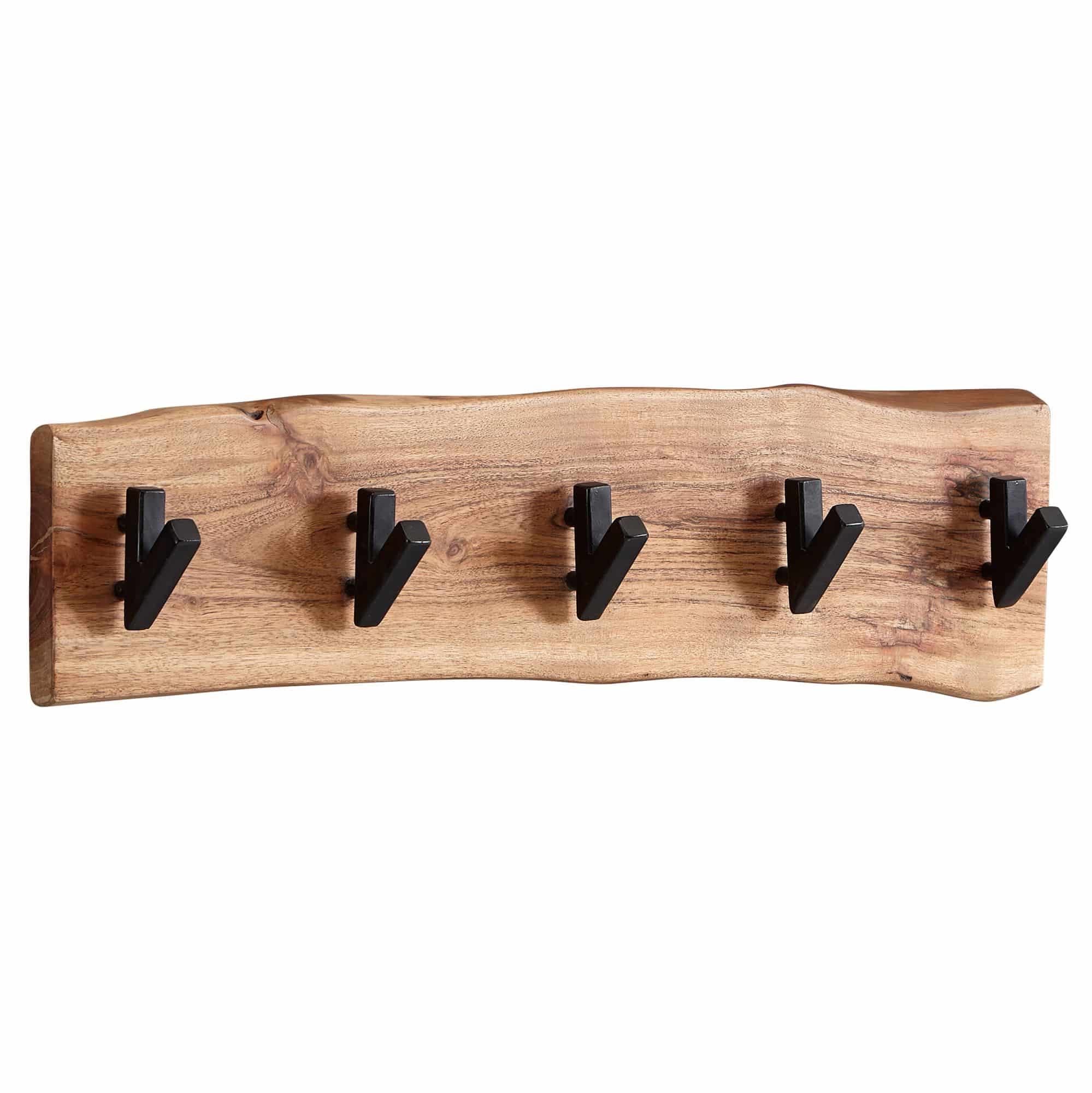 Design Wandgarderobe Akazie Massivholz / Metall 60 x 17 x 9 cm