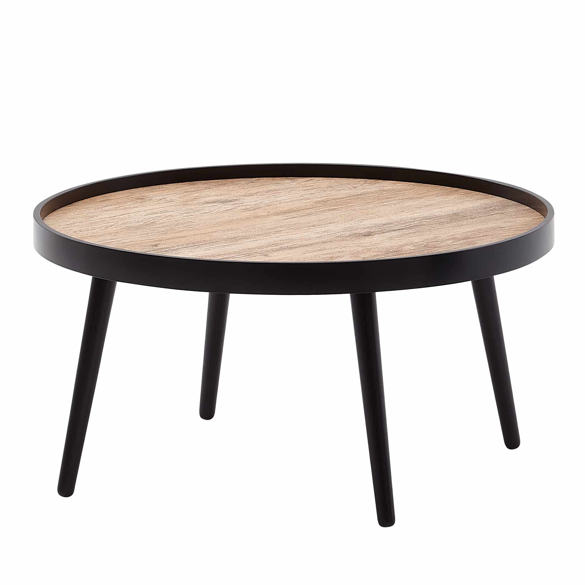 Wohnling Couchtisch rund 76 cm – Schwarz/Braun Industrial
