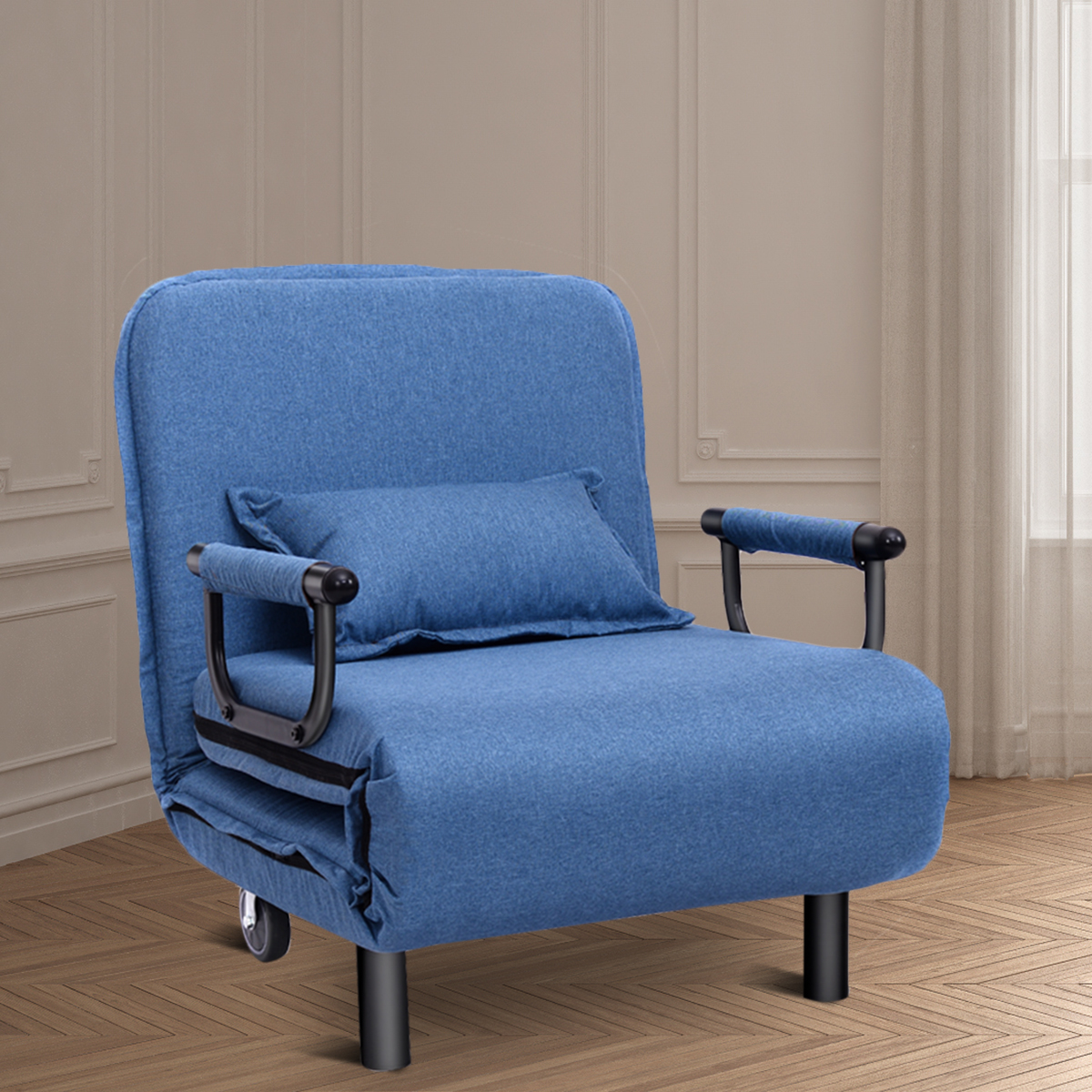 3 in 1 Schlafsessel Schlafsofa Klappbett Gästebett Klappsessel Blau