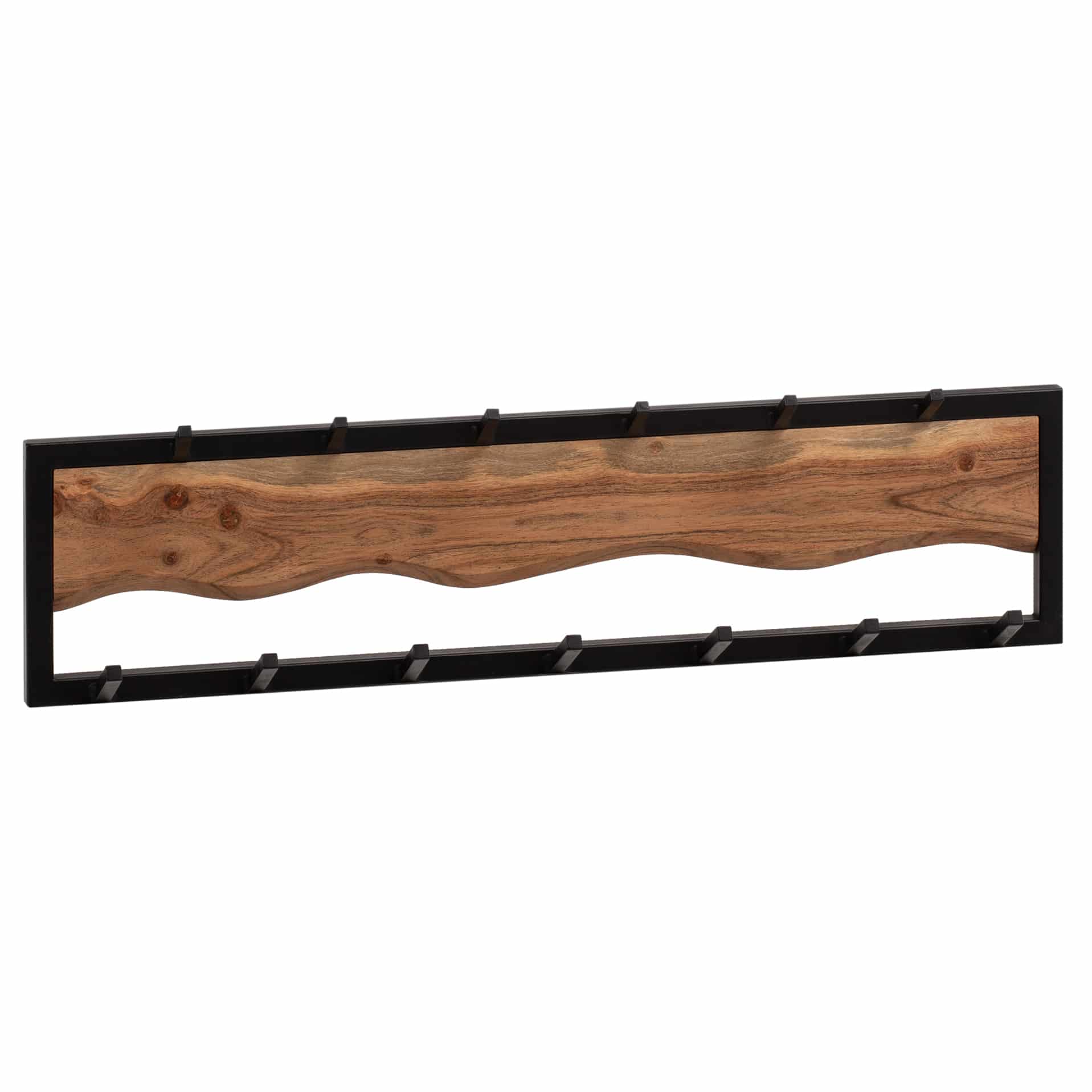 Wandgarderobe Akazie Massivholz / Metall 80x20x8 cm