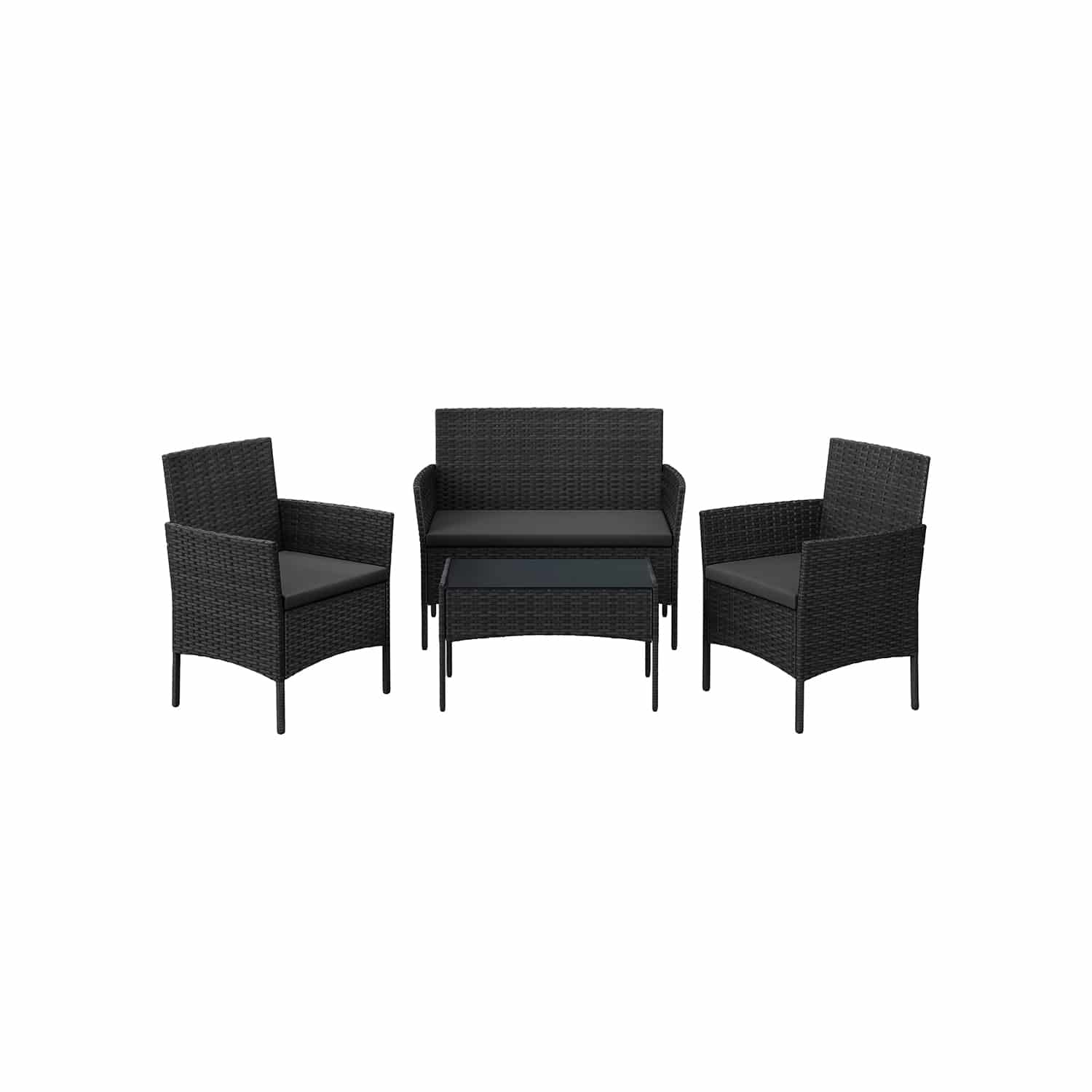 Balkonmöbel aus PE-Polyrattan schwarz-grau