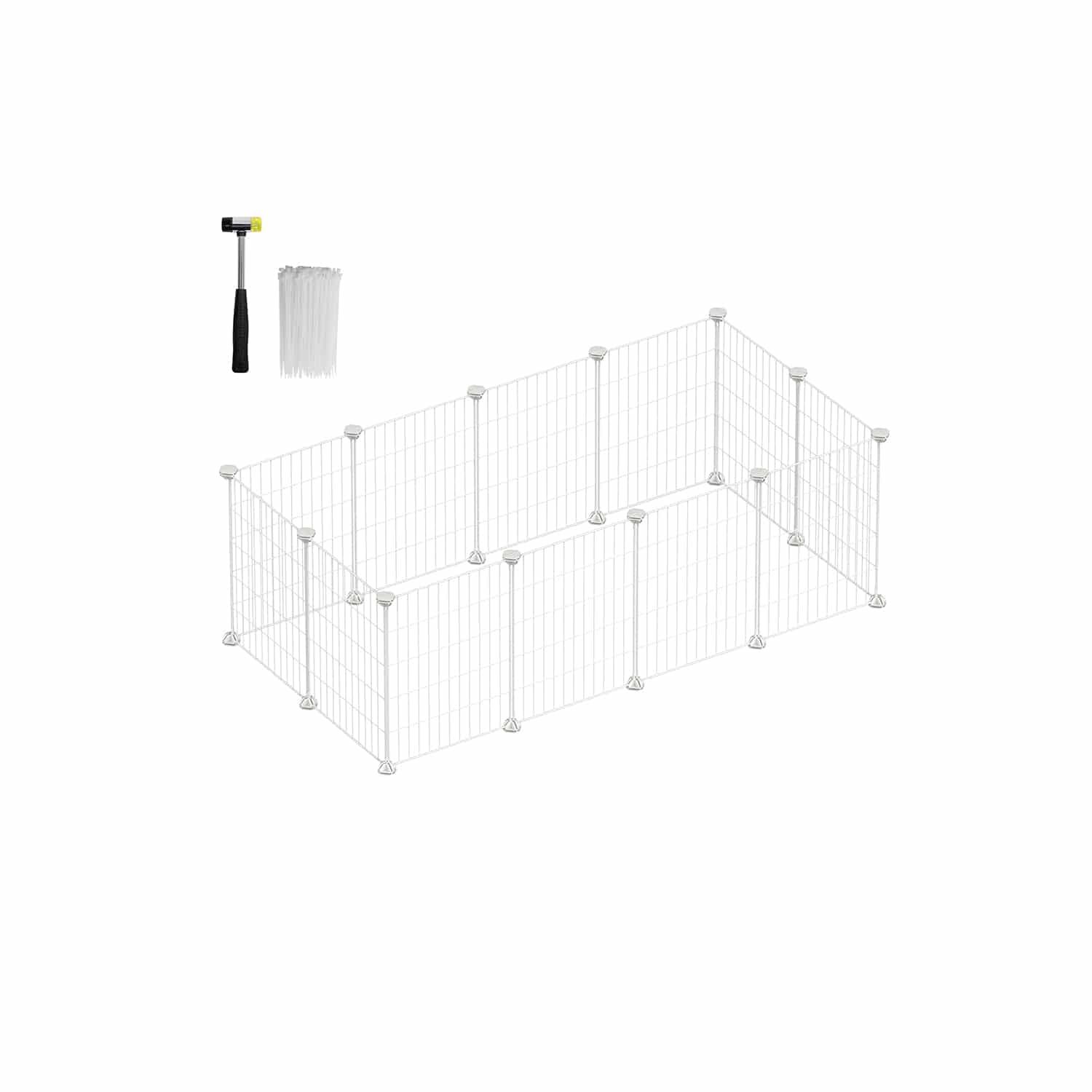 DIY-Kleintiergehege aus Metall 123 x 63 x 41 cm weiß