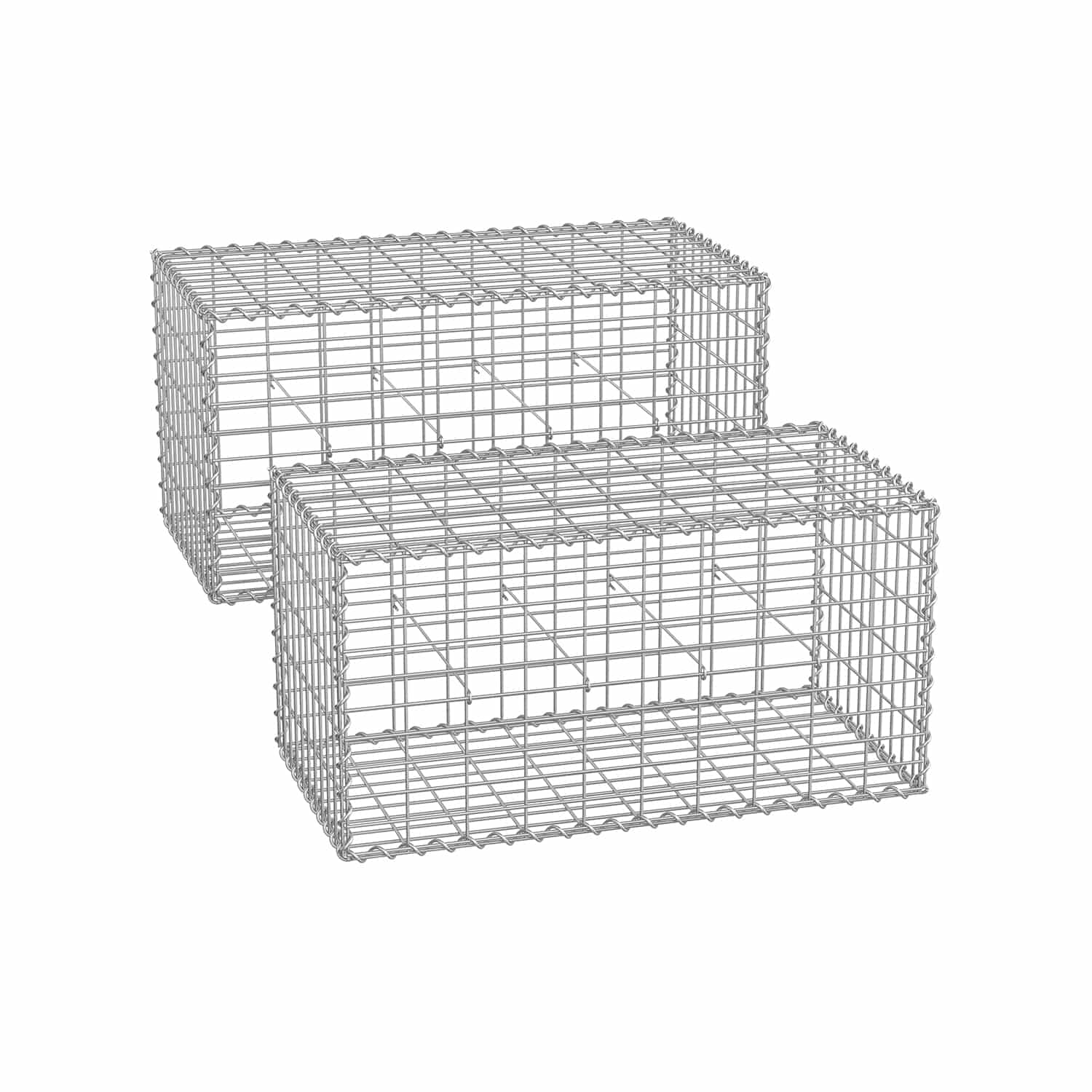 Drahtkorb 100 x 30 x 30 cm 2er Set silber