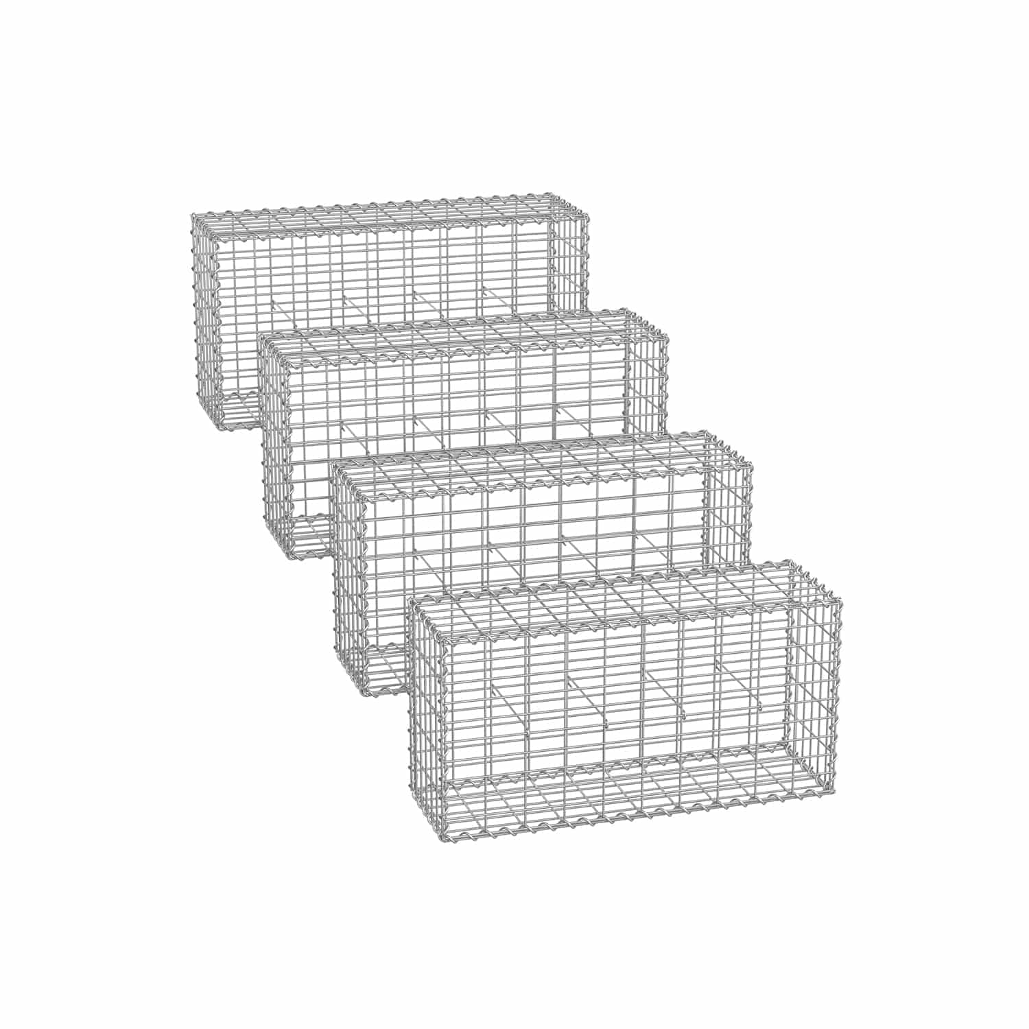 Drahtkorb mit 5 x 10 cm Maschenweite 4er Set silber