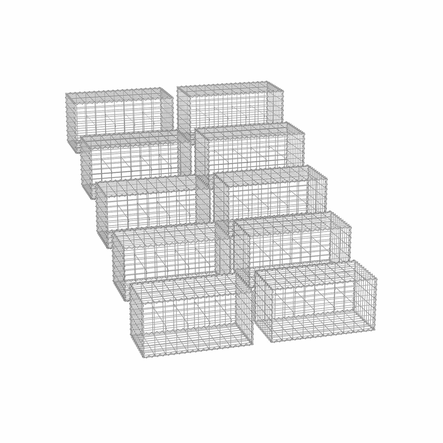 Drahtkorb mit 5 x 10 cm Maschenweite für Steine 10er Set