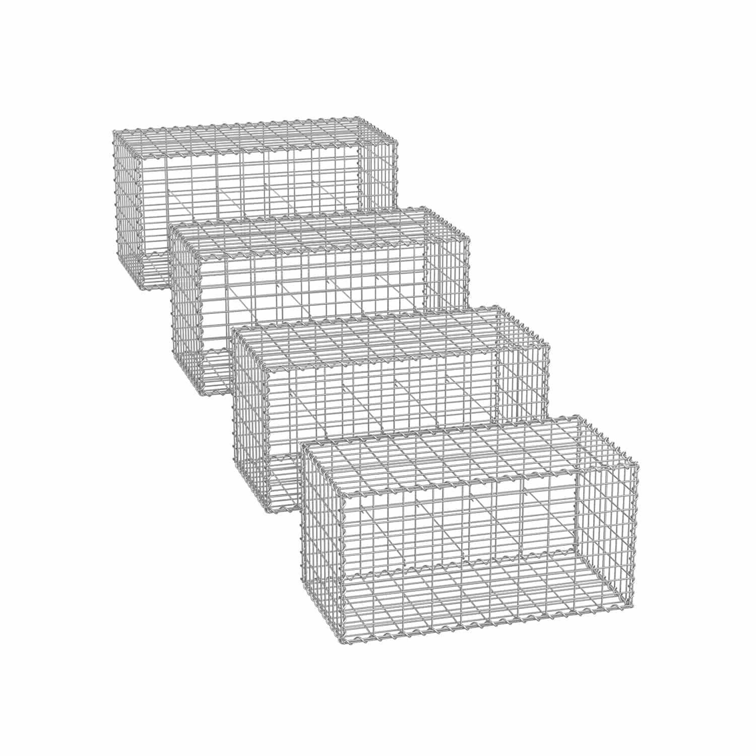 Gabionenkörbe 100 x 30 x 30 cm 4er Set silber