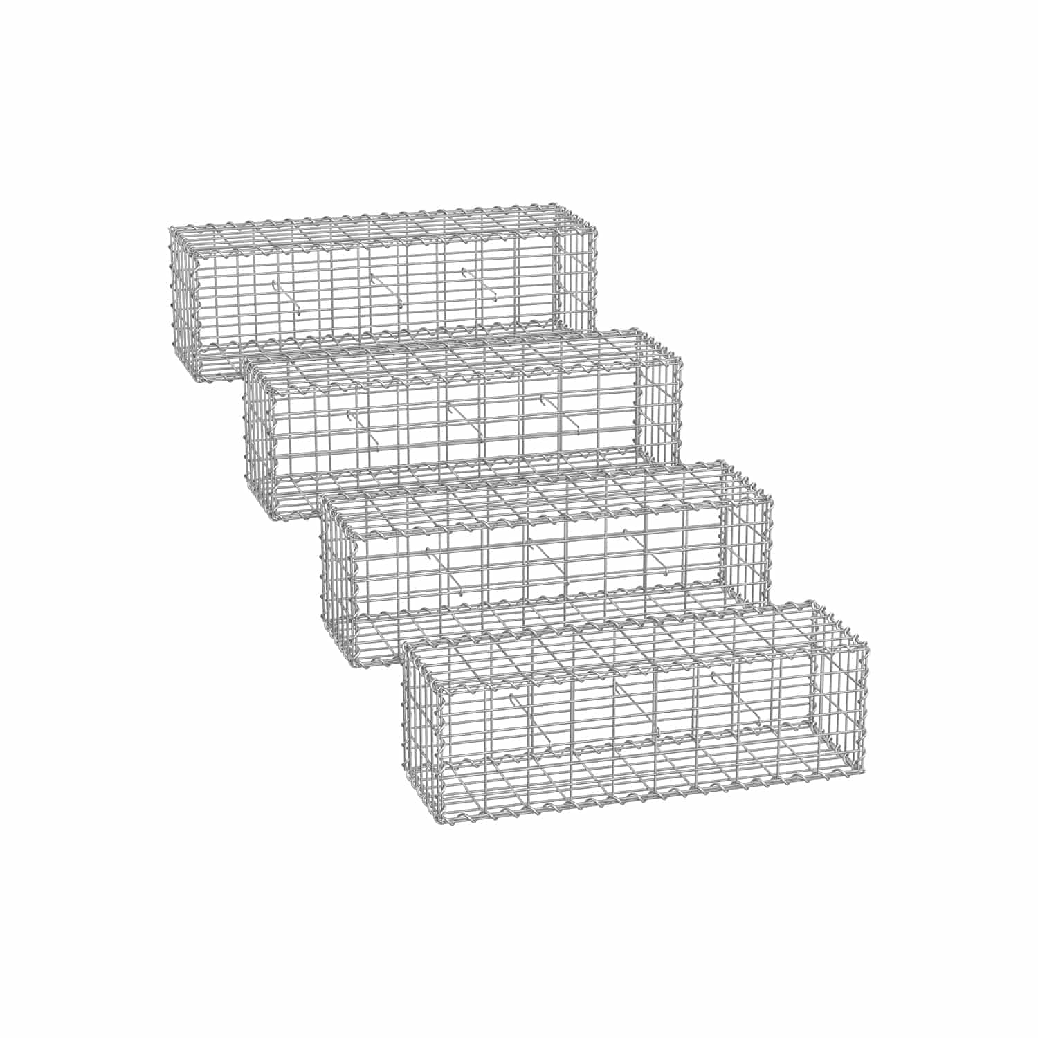 Gabionenkörbe mit 5 x 10 cm Maschenweite 4er Set silber