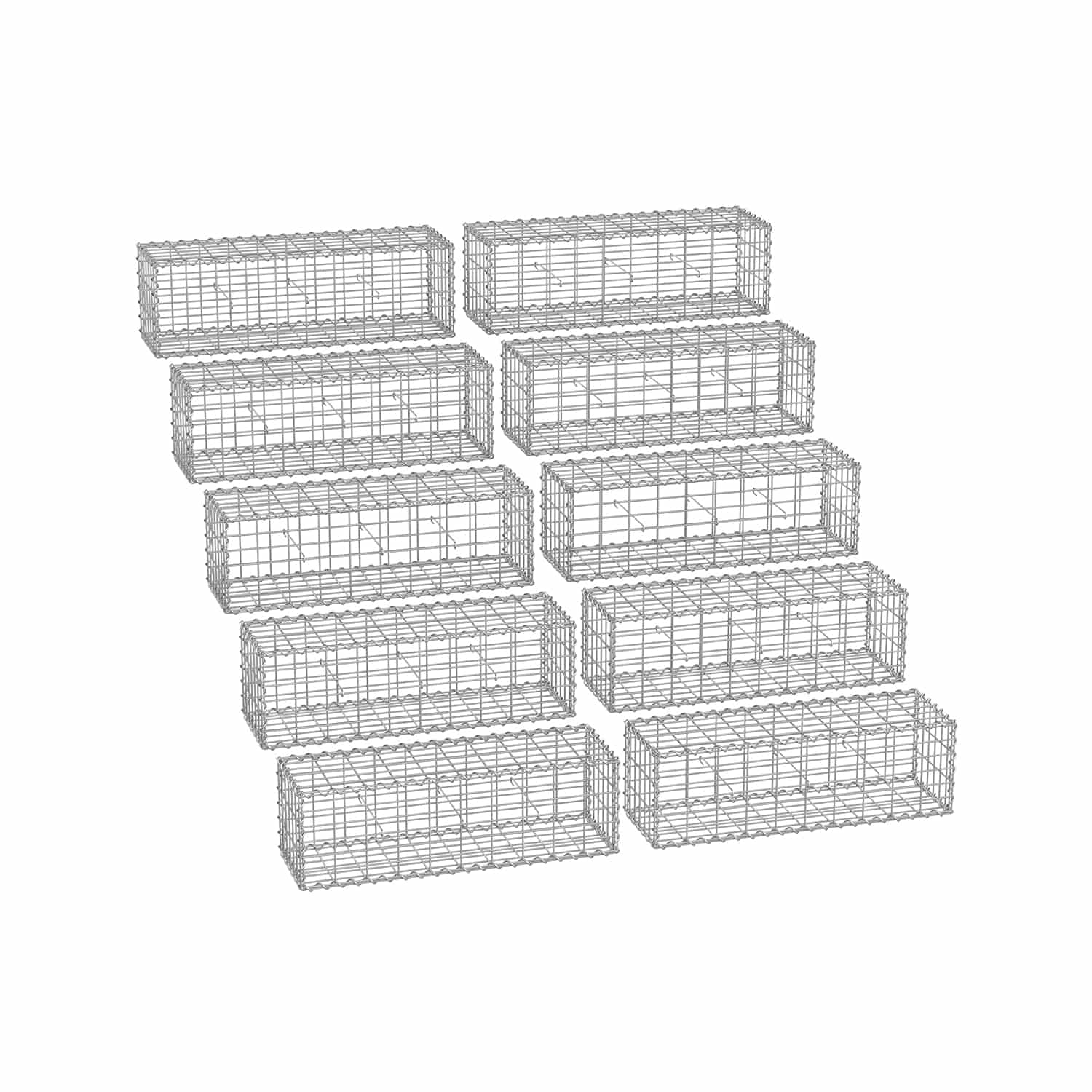 Gabionenkörbe mit 5 x 10 cm Maschenweite für Steine 10er Set