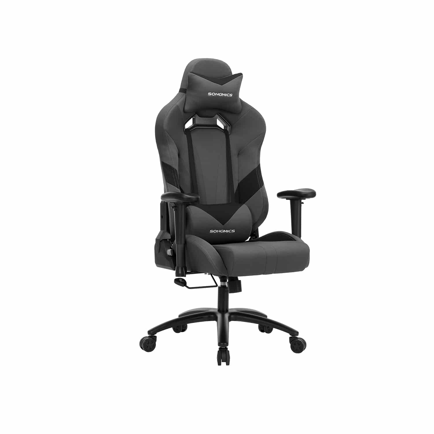 Gamingstuhl mit Lendenkissen Grau-Schwarz