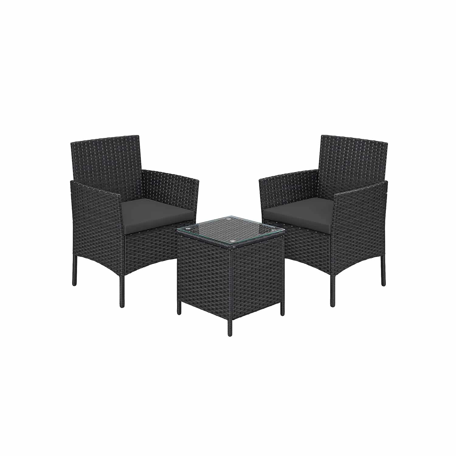 Gartenmöbel-Set aus PE-Polyrattan schwarz-grau