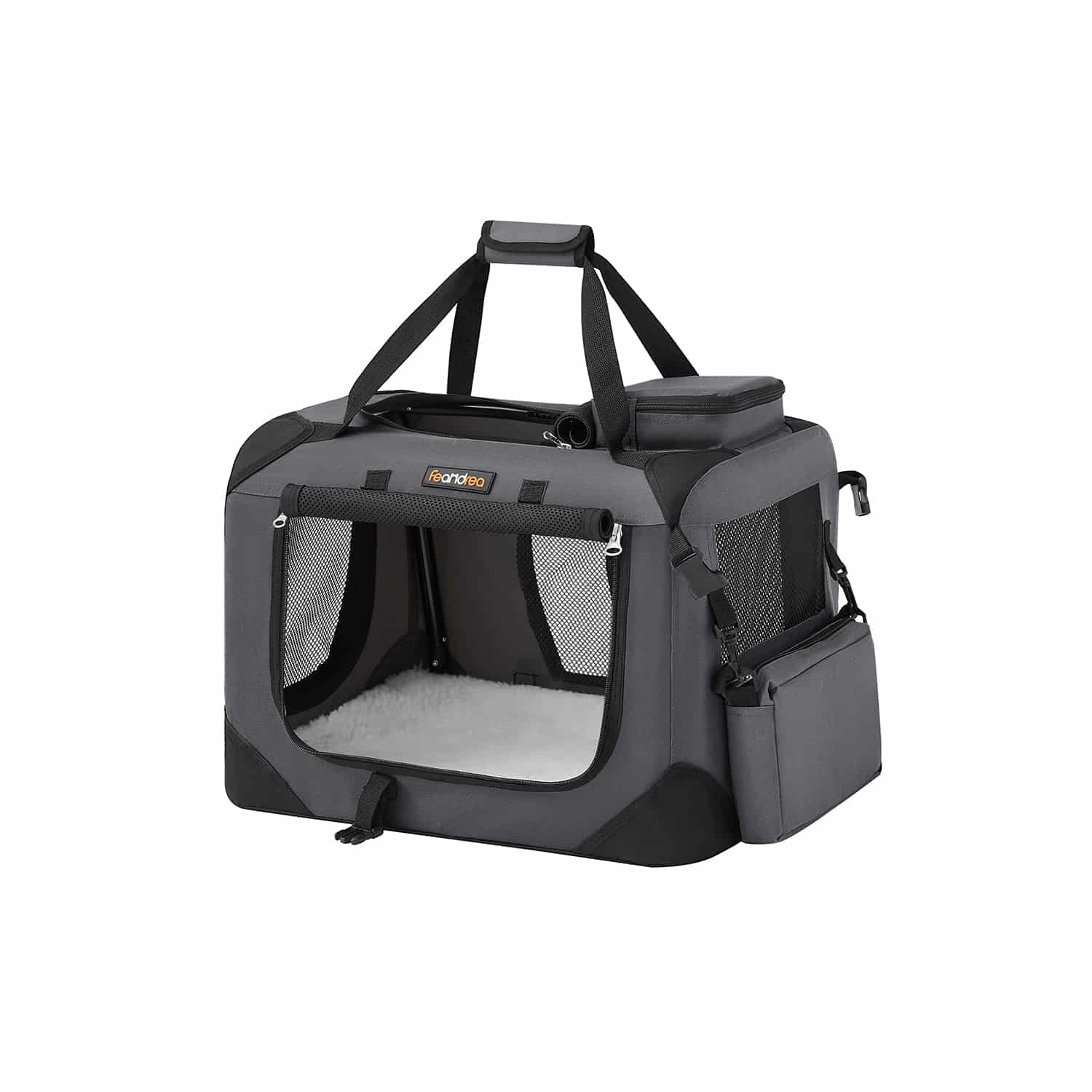 Hundebox Metallrahmen mit Griffen grau
