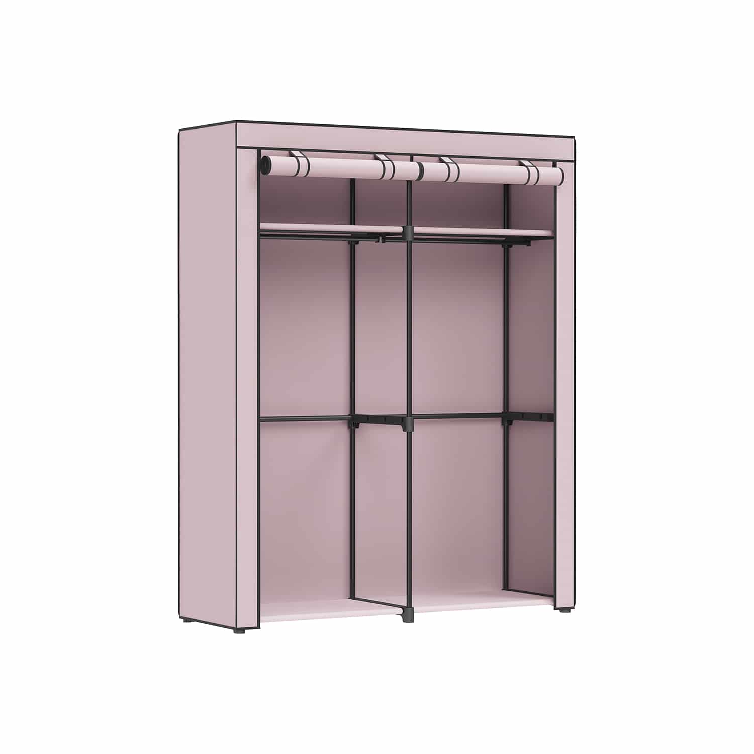 Kleiderschrank mit 2 Kleiderstangen faltbar lavendellila