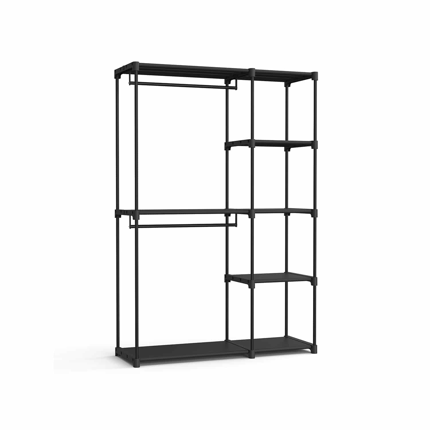 Kleiderschrank offen mit Kleiderstangen 43 x 124 x 182 cm schwarz