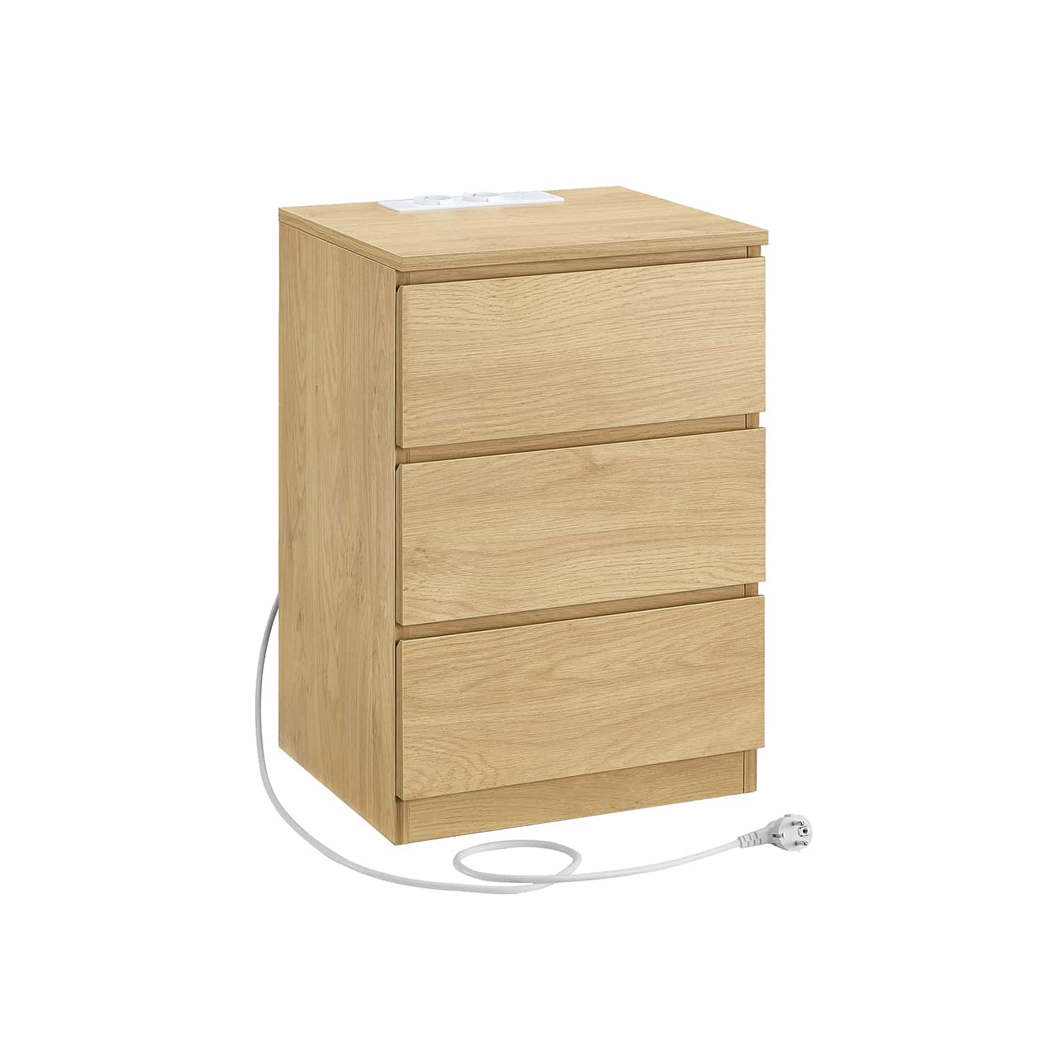Nachttisch modern mit 3 Schubladen strohgelb