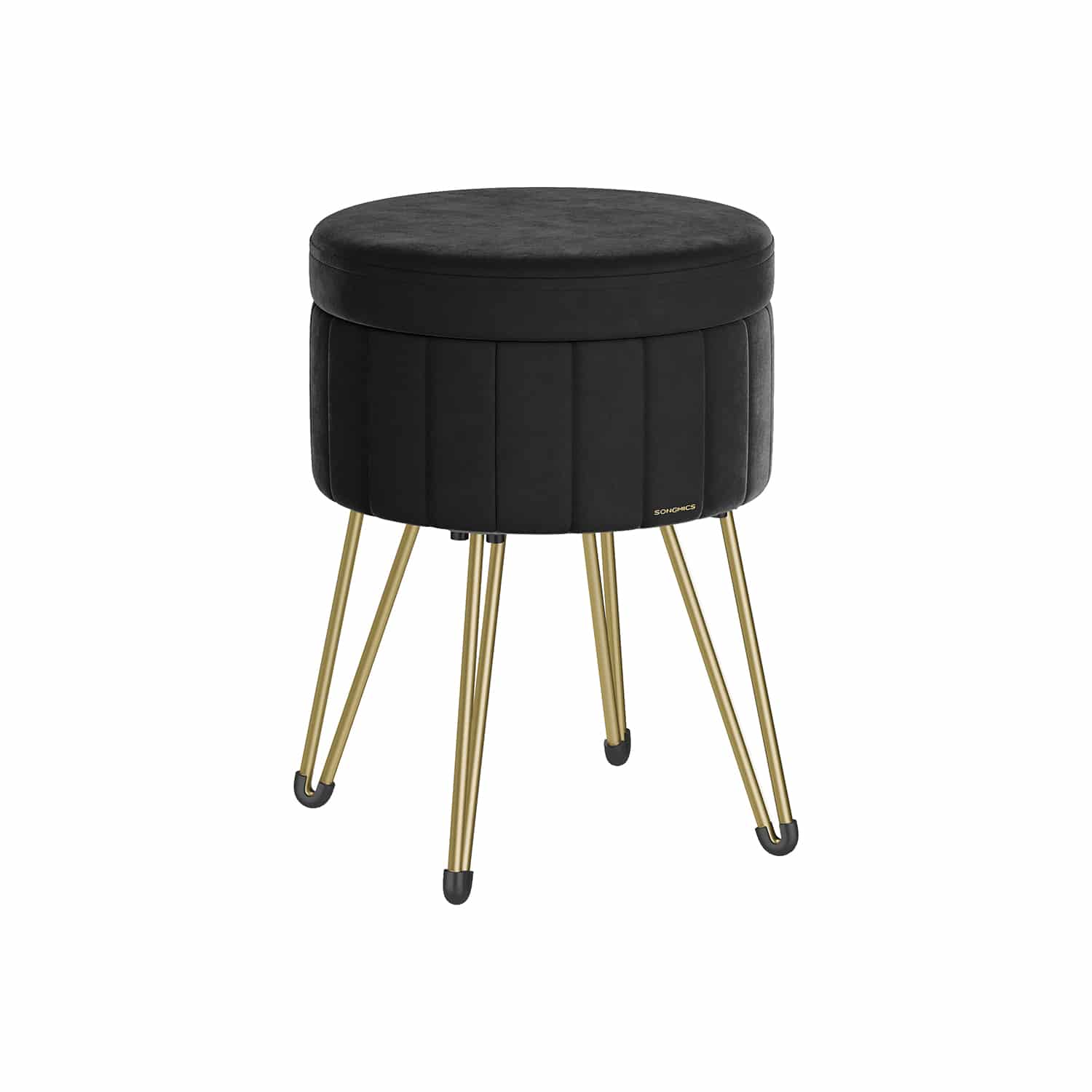 Sitzhocker mit Stauraum und 4 Metallbeinen tintenschwarz