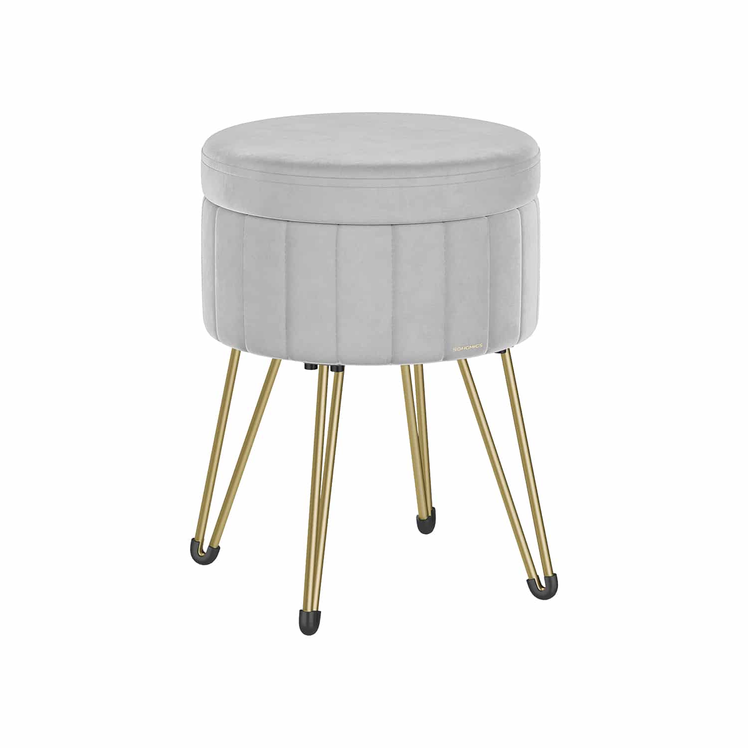 Sitzhocker mit Stauraum und 4 Metallbeinen taubengrau