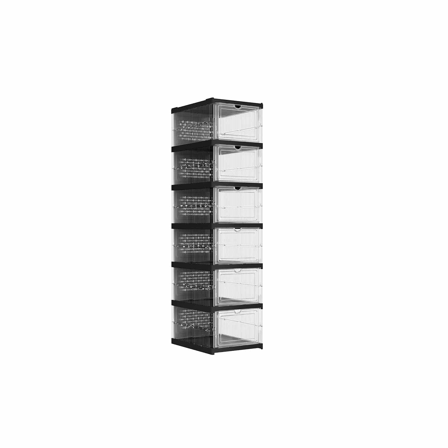 Schuhschrank mit 6 Schuhboxen transparent-tintenschwarz