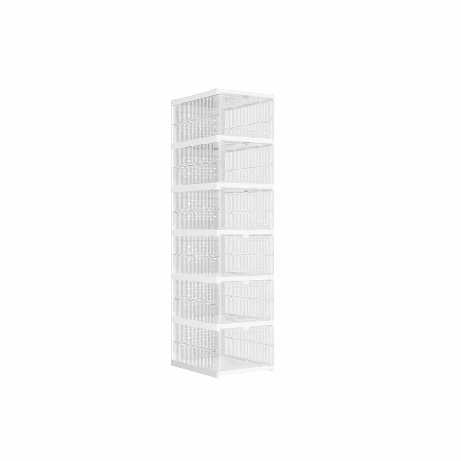 Schuhschrank mit 6 Schuhboxen transparent-wolkenweiß