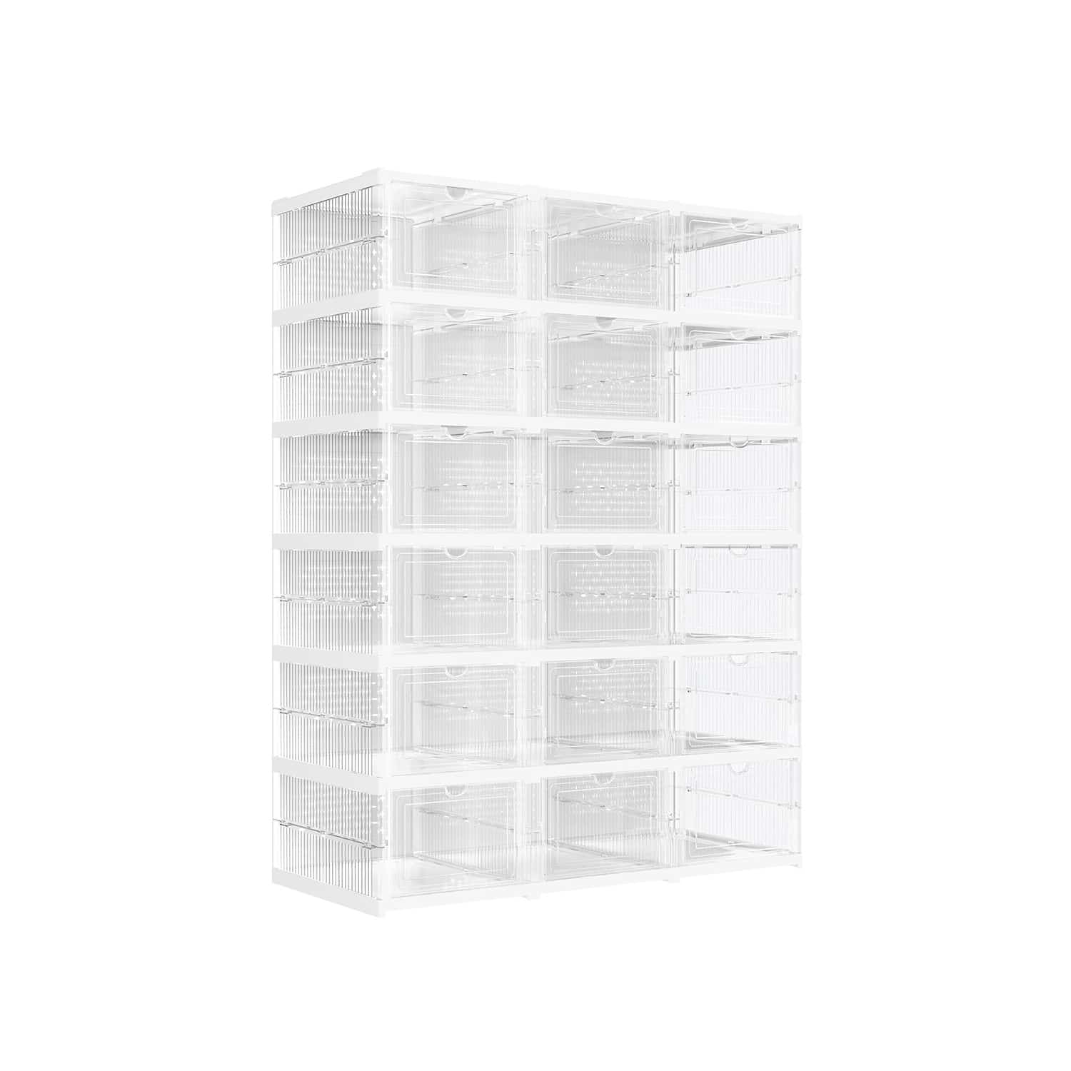 Schuhschrank 3er Set mit 18 Schuhboxen 1-Min-Montage