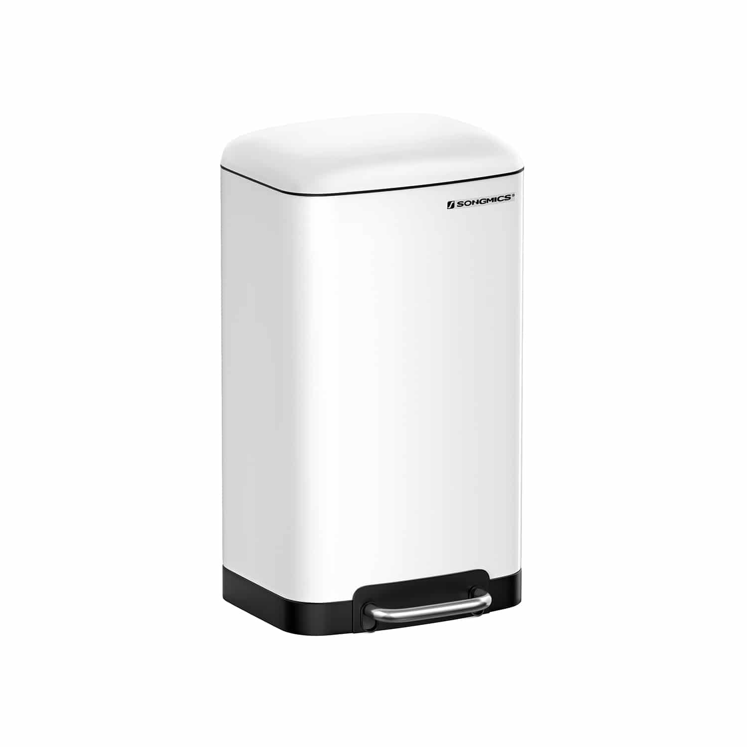 Mülleimer 30 L – Weiß, Edelstahl, Softclose, Tretmechanismus