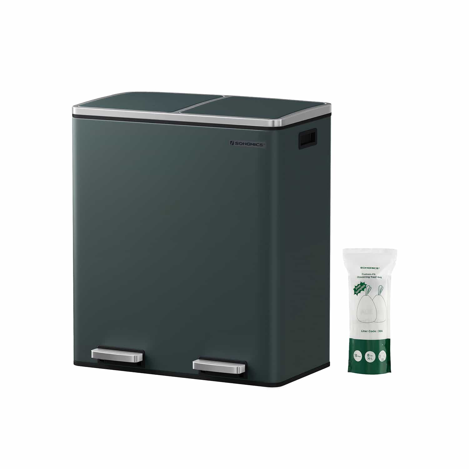 Mülleimer Küche 60 L – 2 Fächer, Rauchgrau