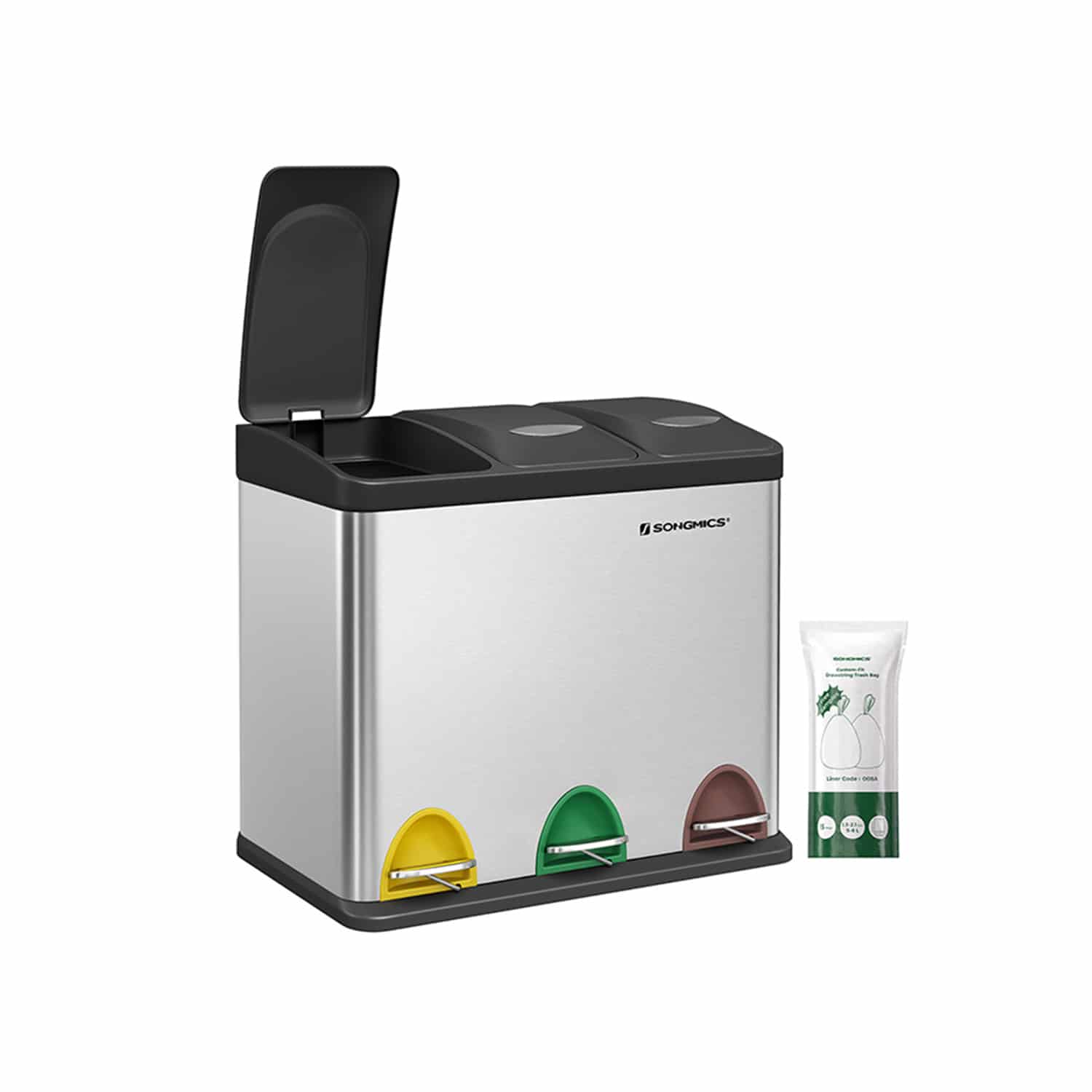 Mülltrenner 24 L – 3 x 8 L, Edelstahl, Softclose