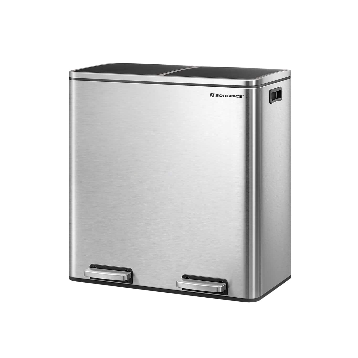 Mülleimer Küche 60 L – 2 Fächer, Silbern-Schwarz
