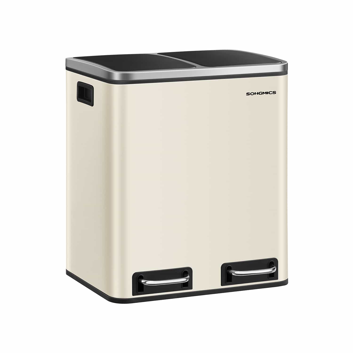 Mülltrennsystem 3 x 18 L – Sandbeige/Tintenschwarz