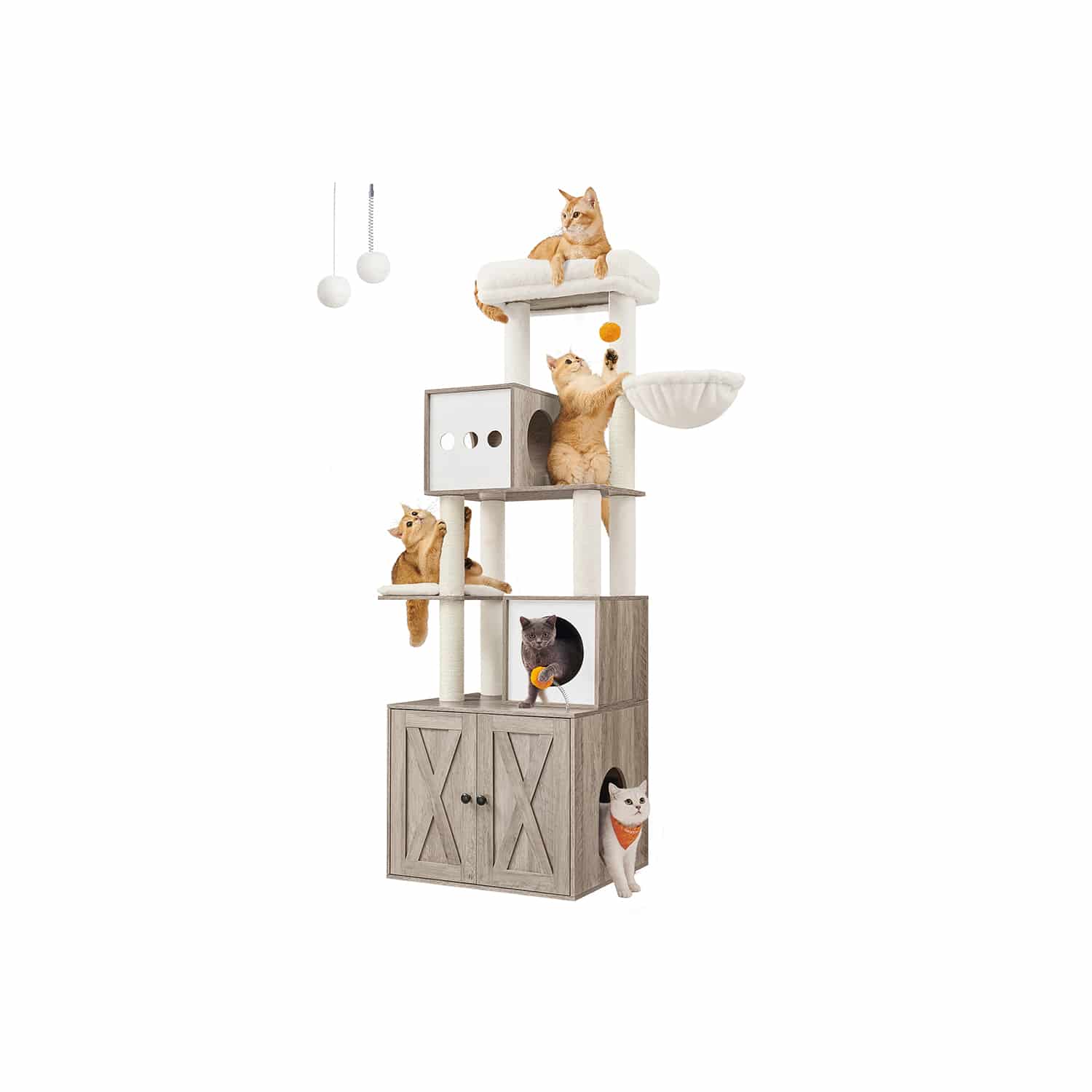 Katzenbaum mit Katzenklo-Schrank