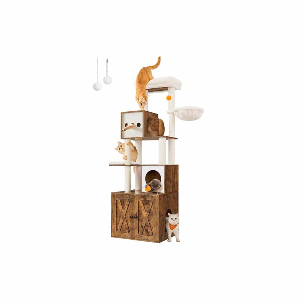 Kratzbaum, Katzenbaum mit Katzenklo-Schrank
