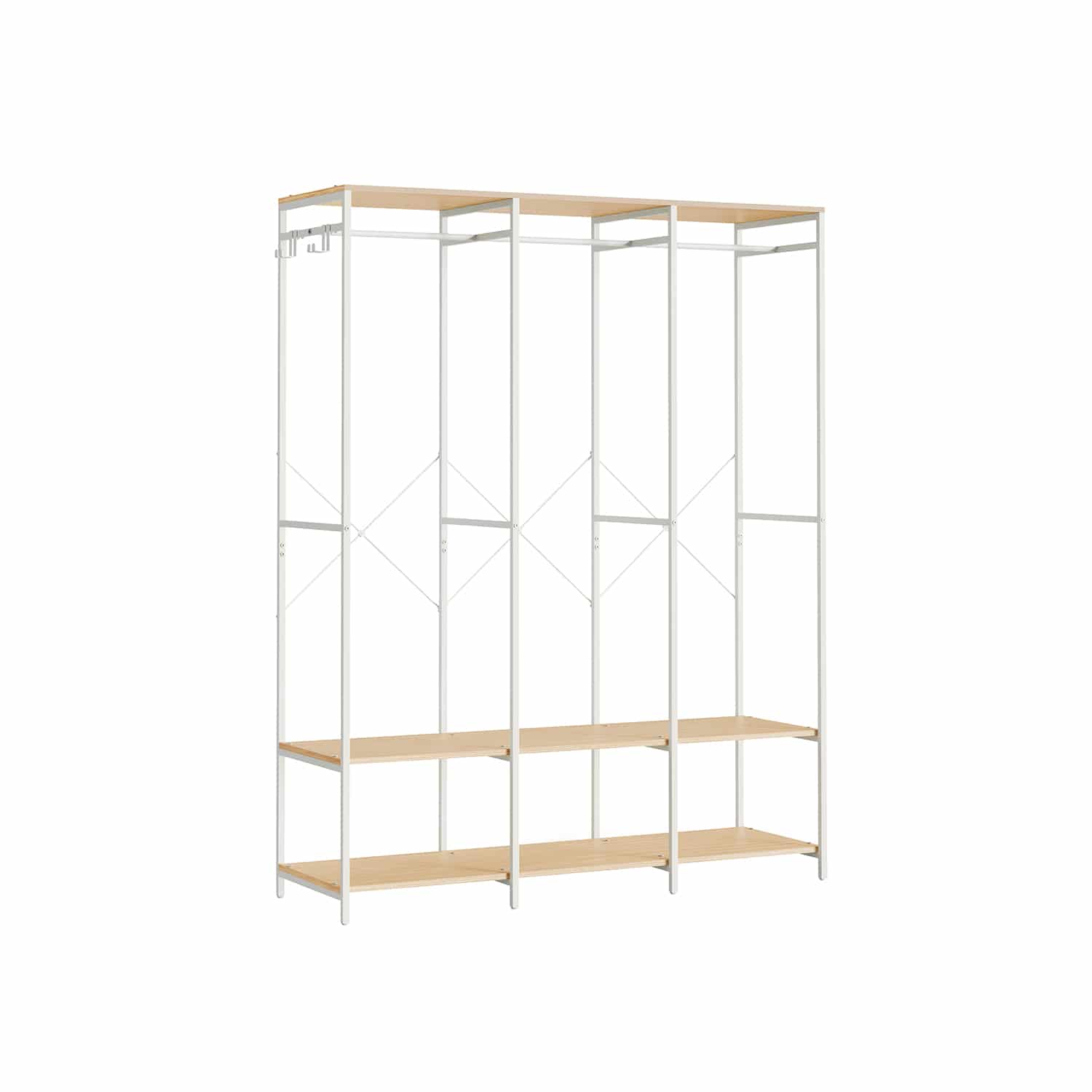 Kleiderschrank offen mit Kleiderstange naturbeige