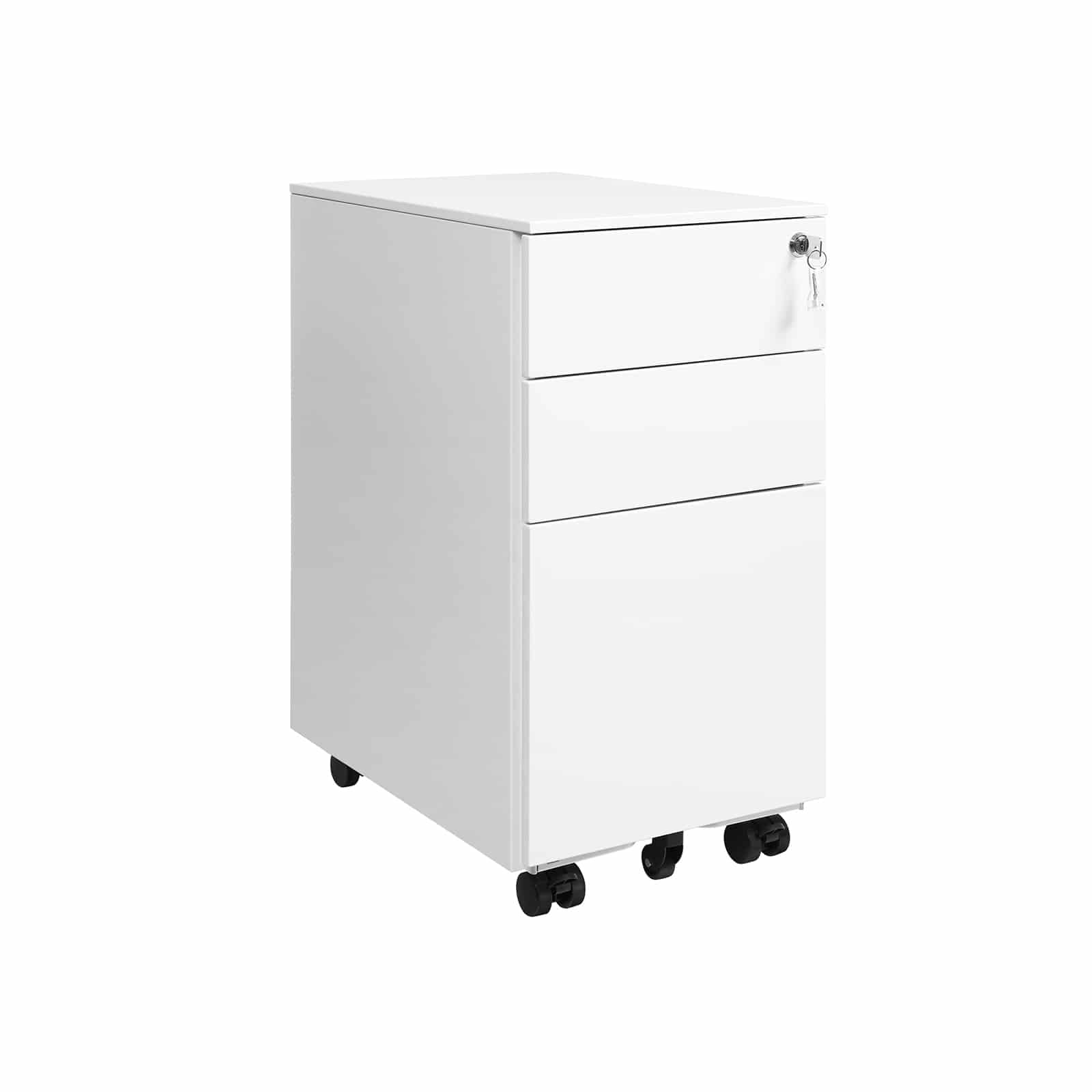 Rollcontainer mit Schloss weiß 30 x 45 x 60 cm
