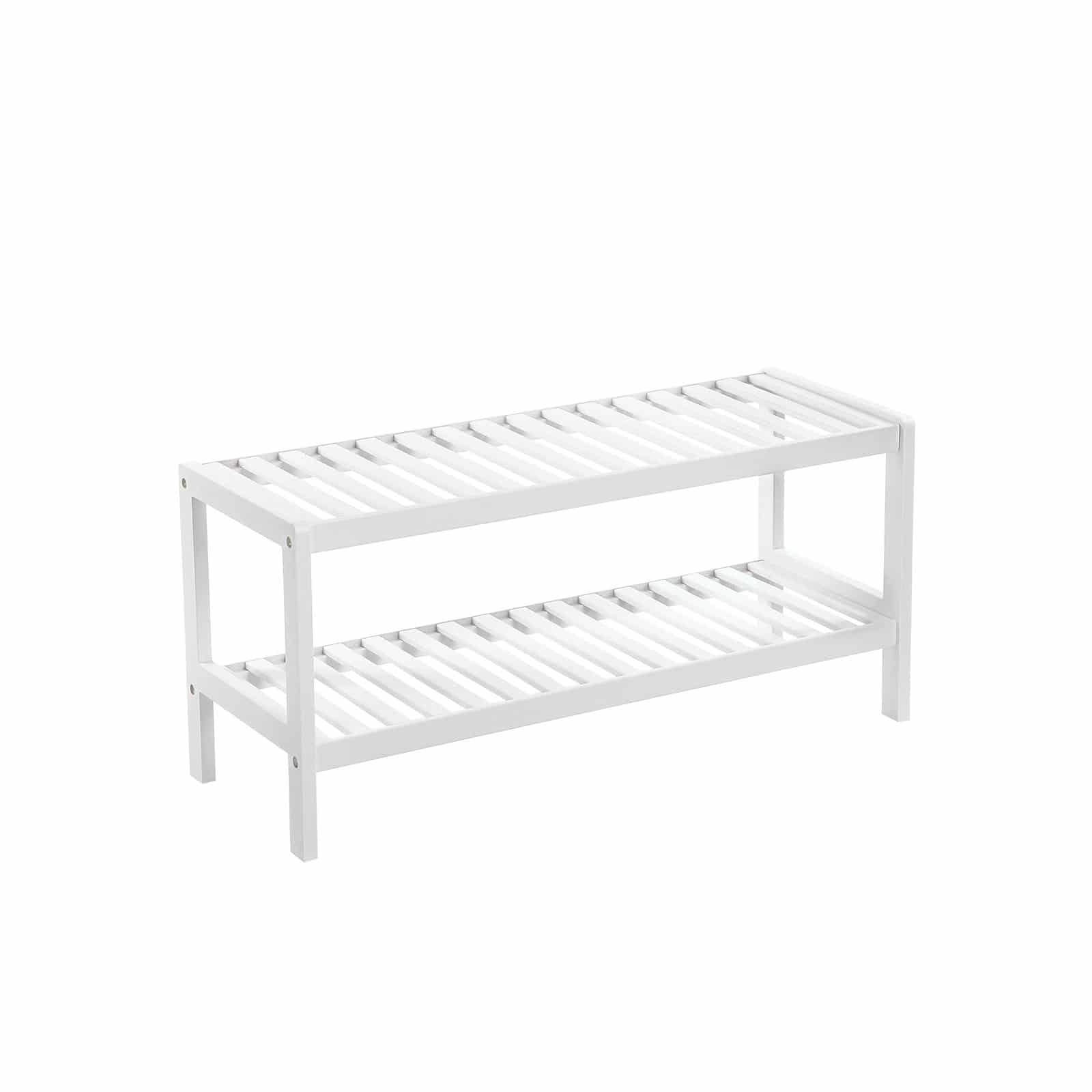 Schlichtes Schuhregal Bambus Weiß