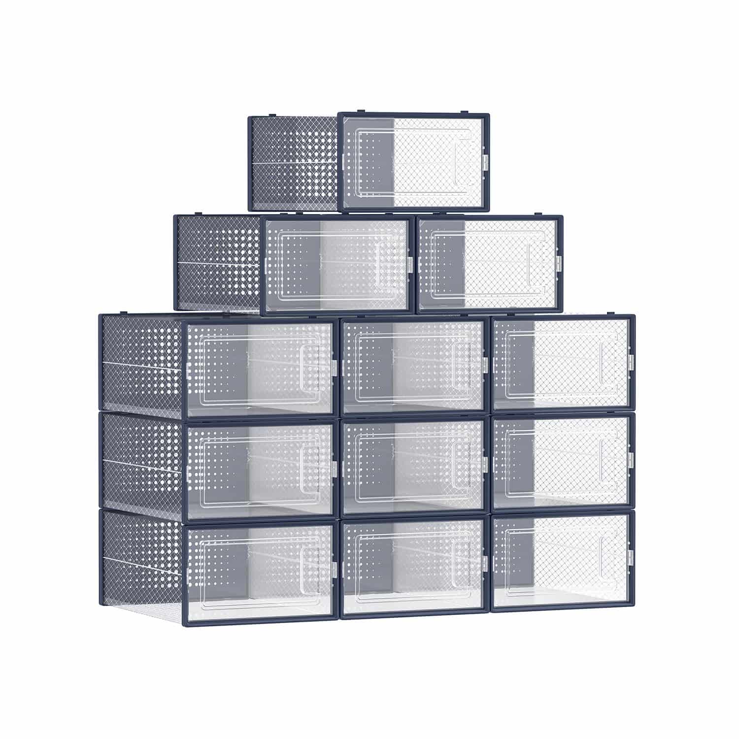 Schuhboxen 12er Set transparent-anthrazitblau