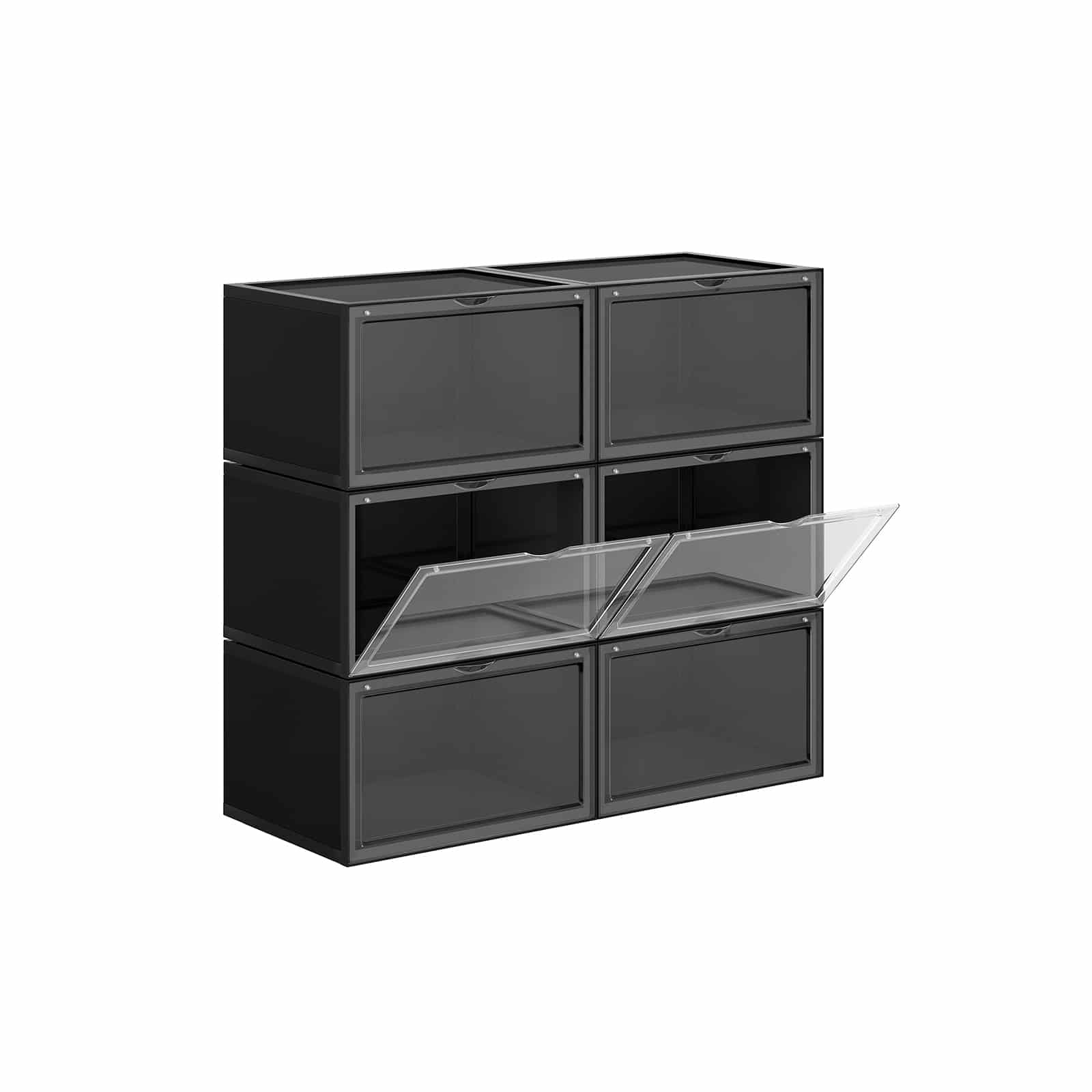 Schuhboxen 6er Set Schwarz