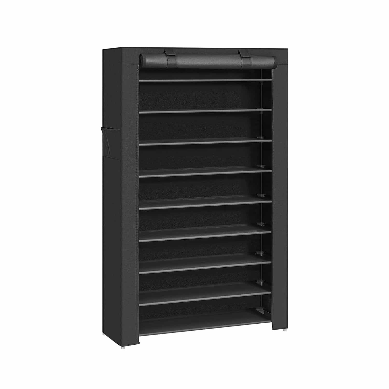 Schuhregal mit Abdeckung 88 cm Schwarz