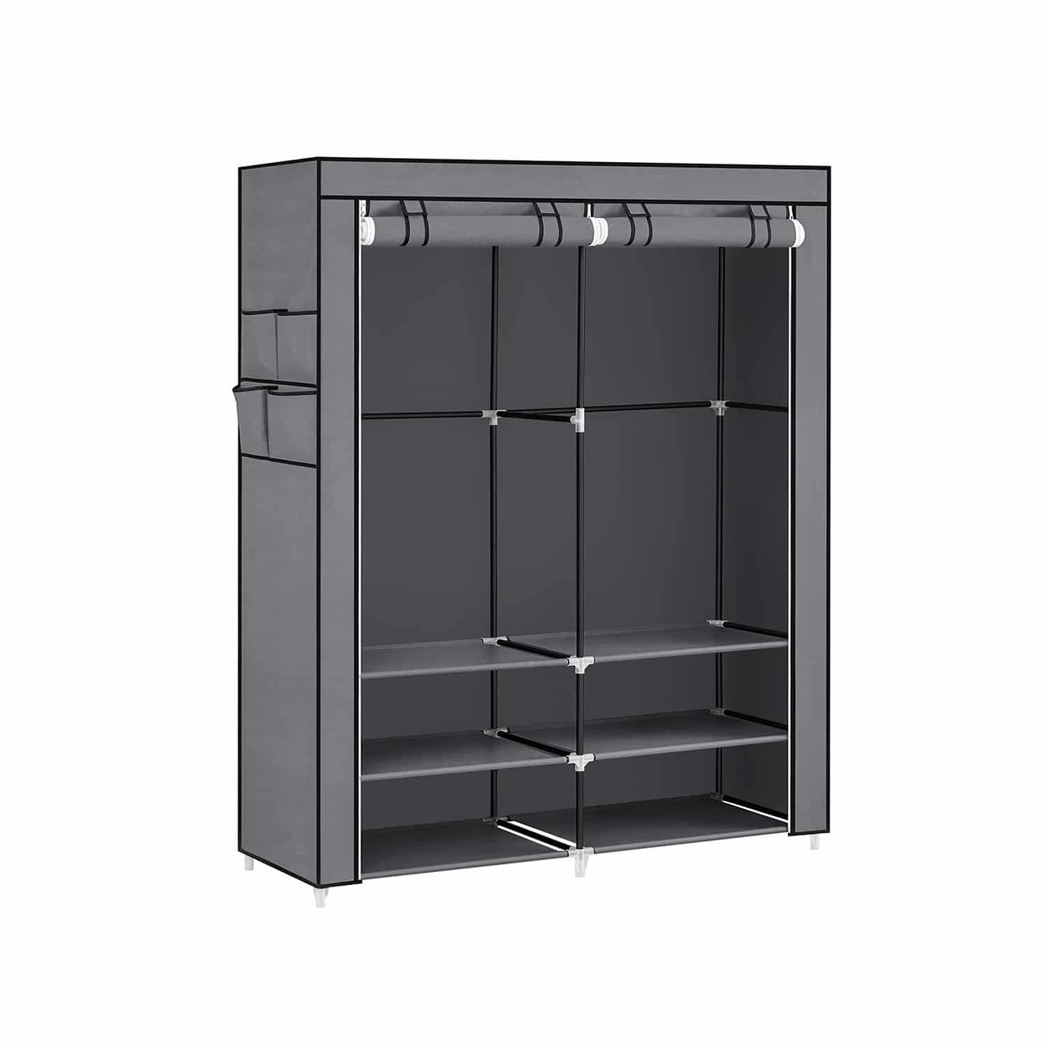 Stoffschrank mit 2 Kleiderstangen und 4 Seitentaschen