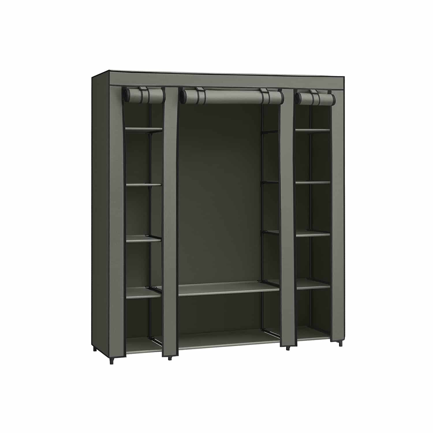 Stoffschrank mit Kleiderstange salbeigrün