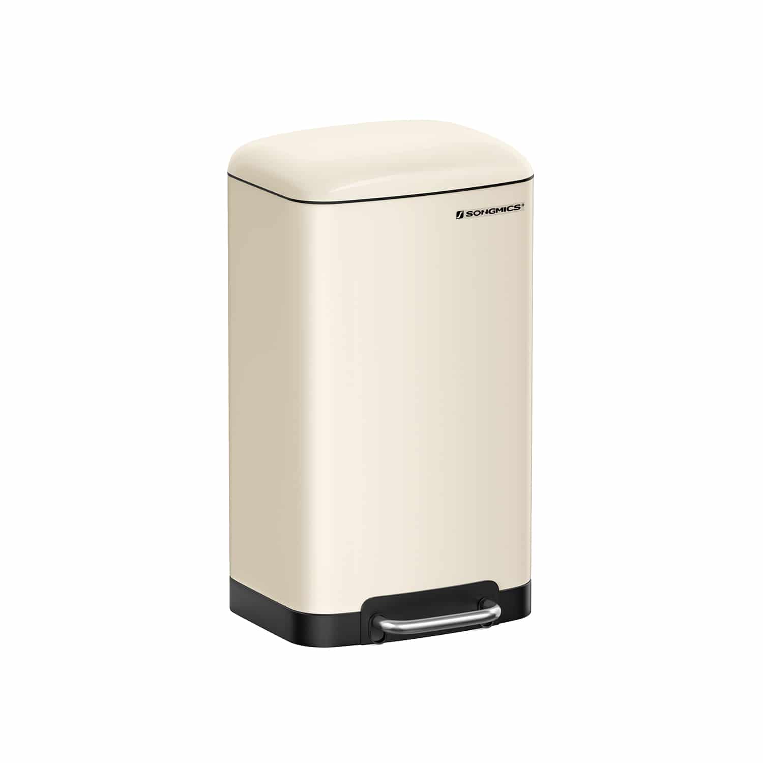 Treteimer 30 L – Cremeweiß, Edelstahl, Softclose, Inneneimer
