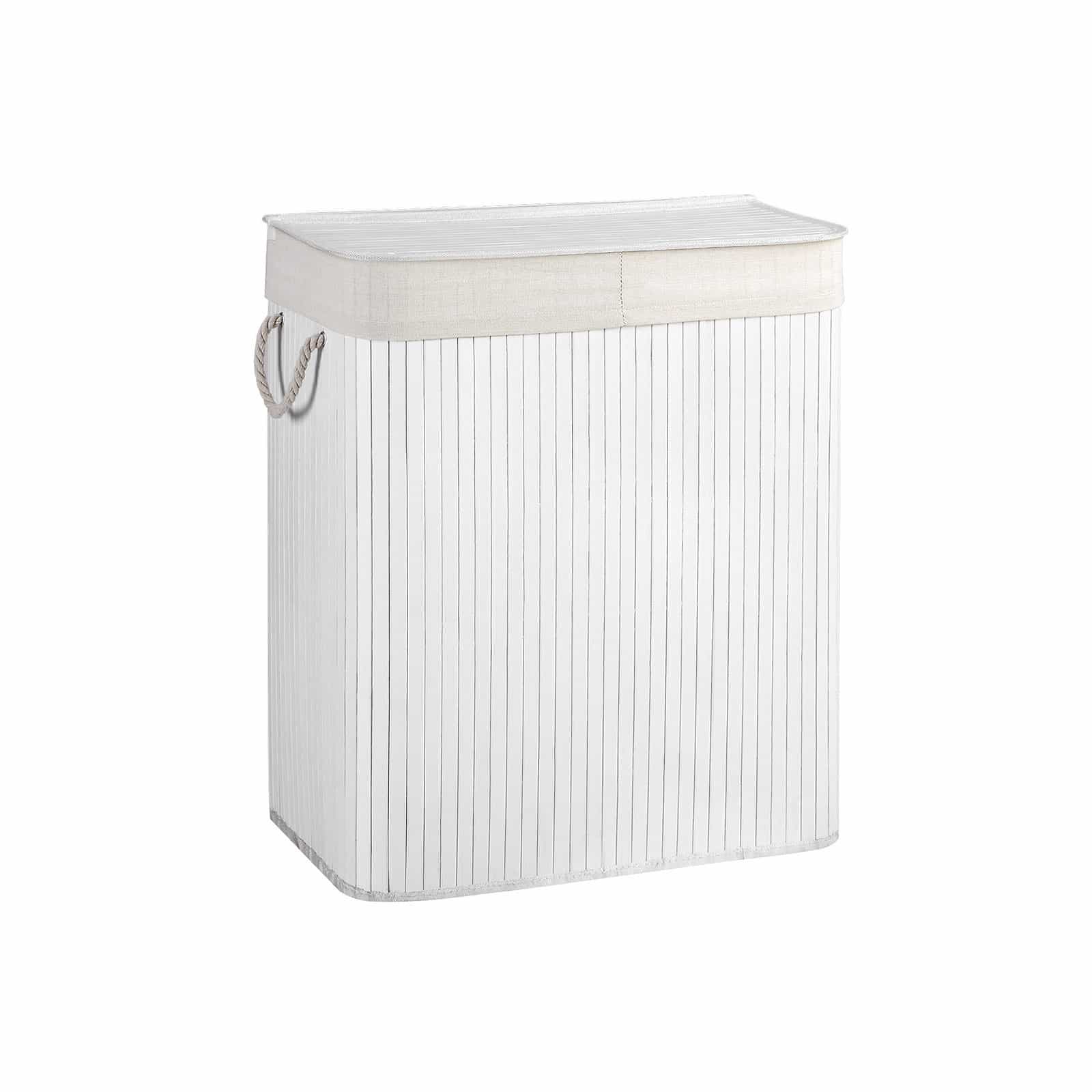 Wäschekorb 100 L Bambus Weiß