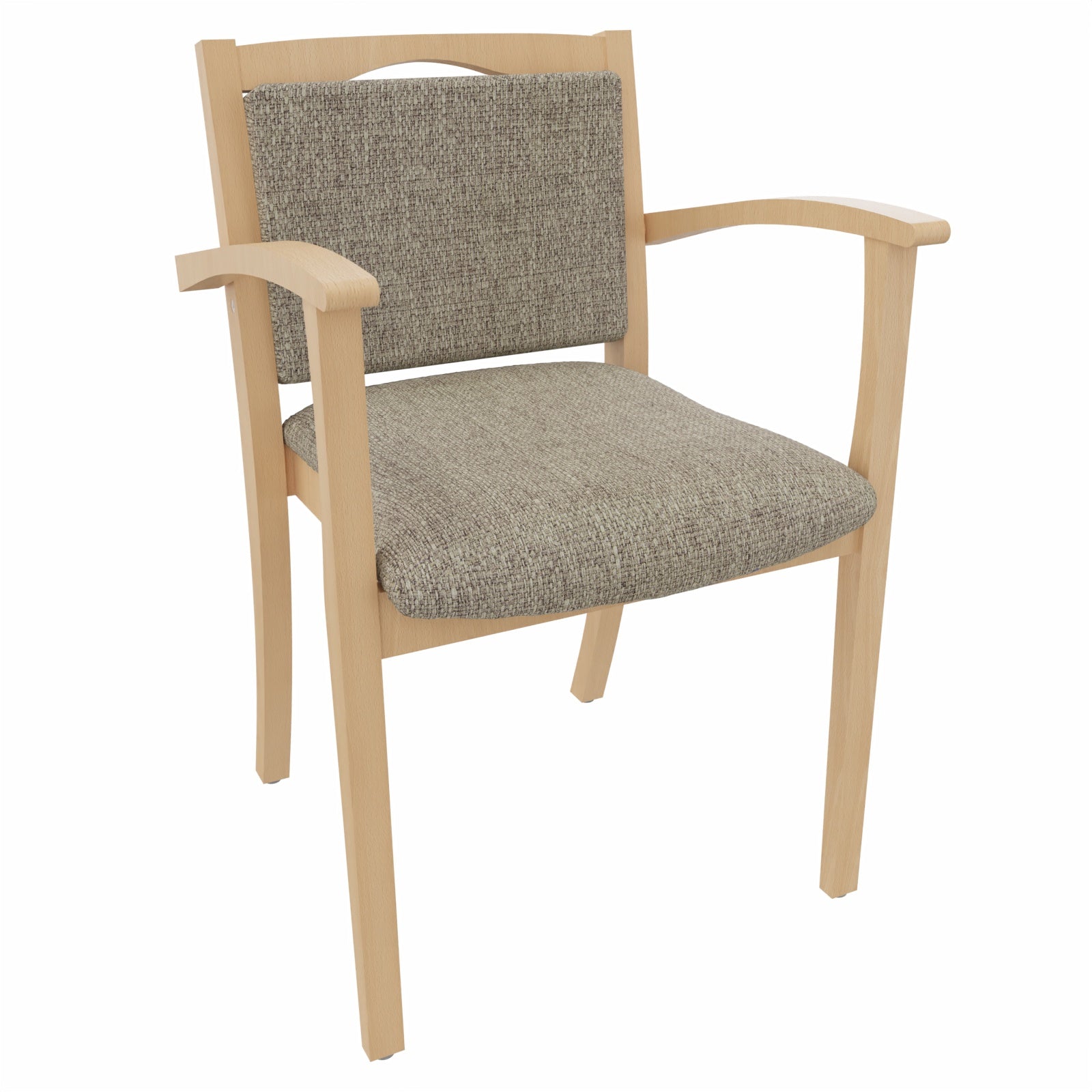 Hüftstuhl Alexander Blieskastel – Bequemer Seniorenstuhl mit Armlehnen - Metall Silber / Stoff Kariba Beige
