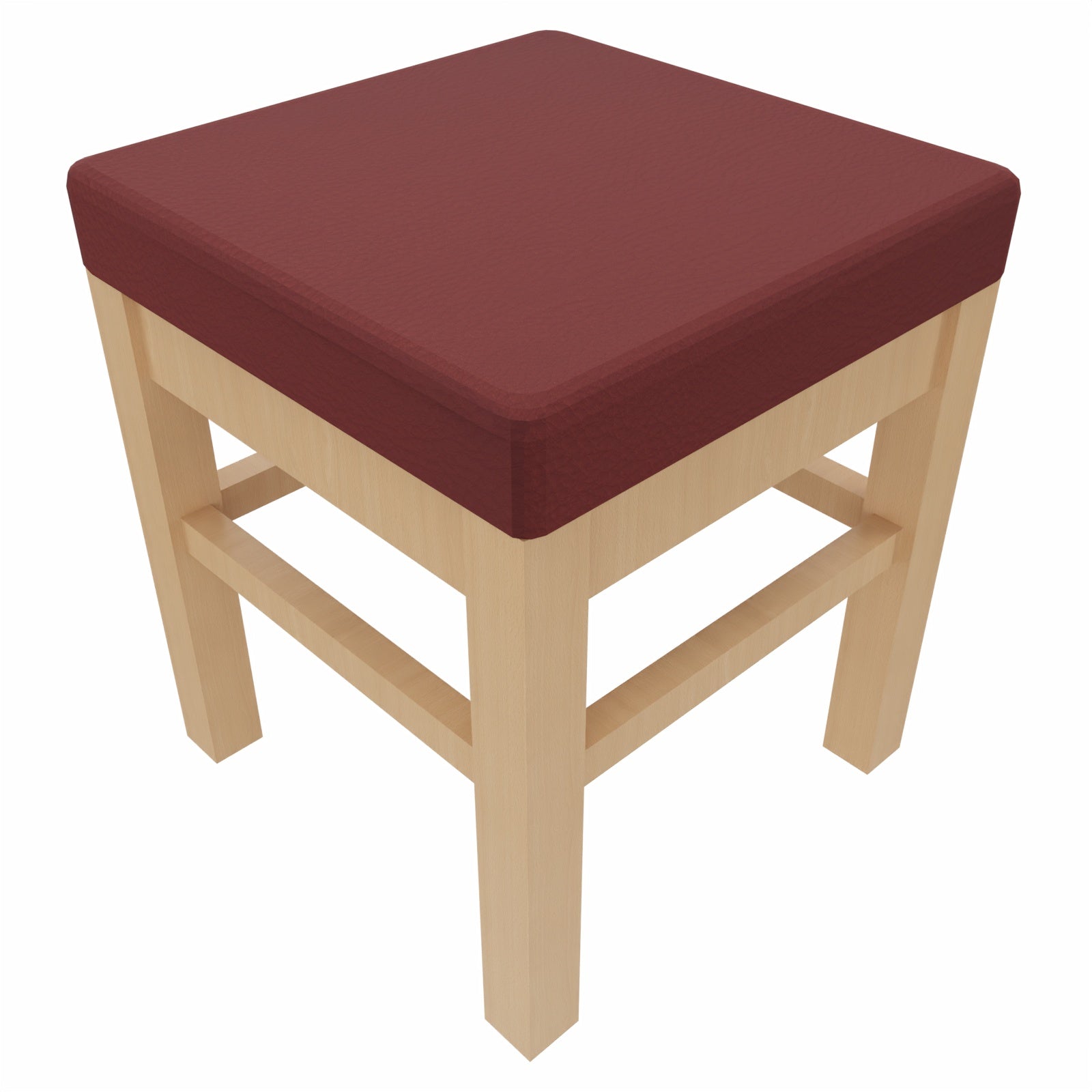 Schwerlasthocker Alexander – Robuster Sitzhocker für Senioren – 47cm - Kunstleder Nessi Bordeaux / Filz Grau